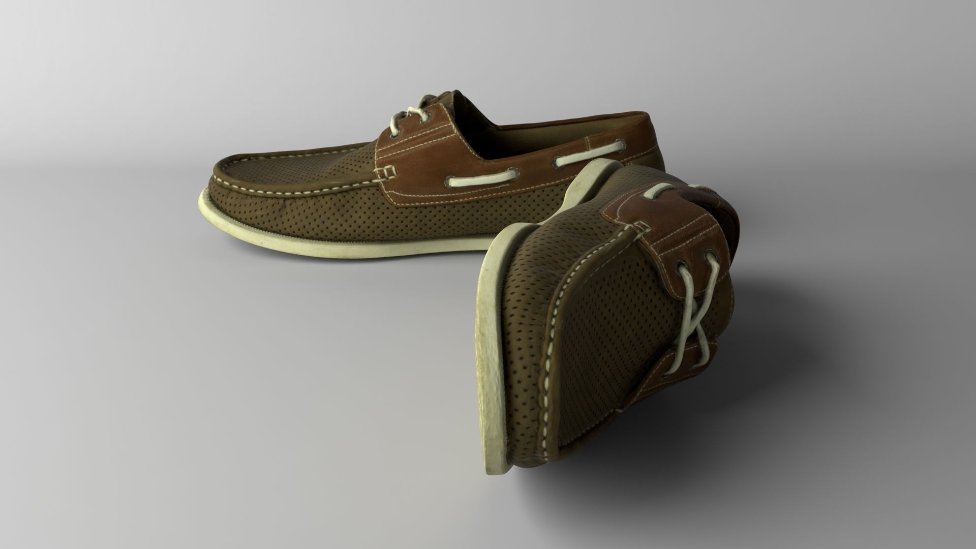 Pair of leather shoes Low-poly 3D model_1