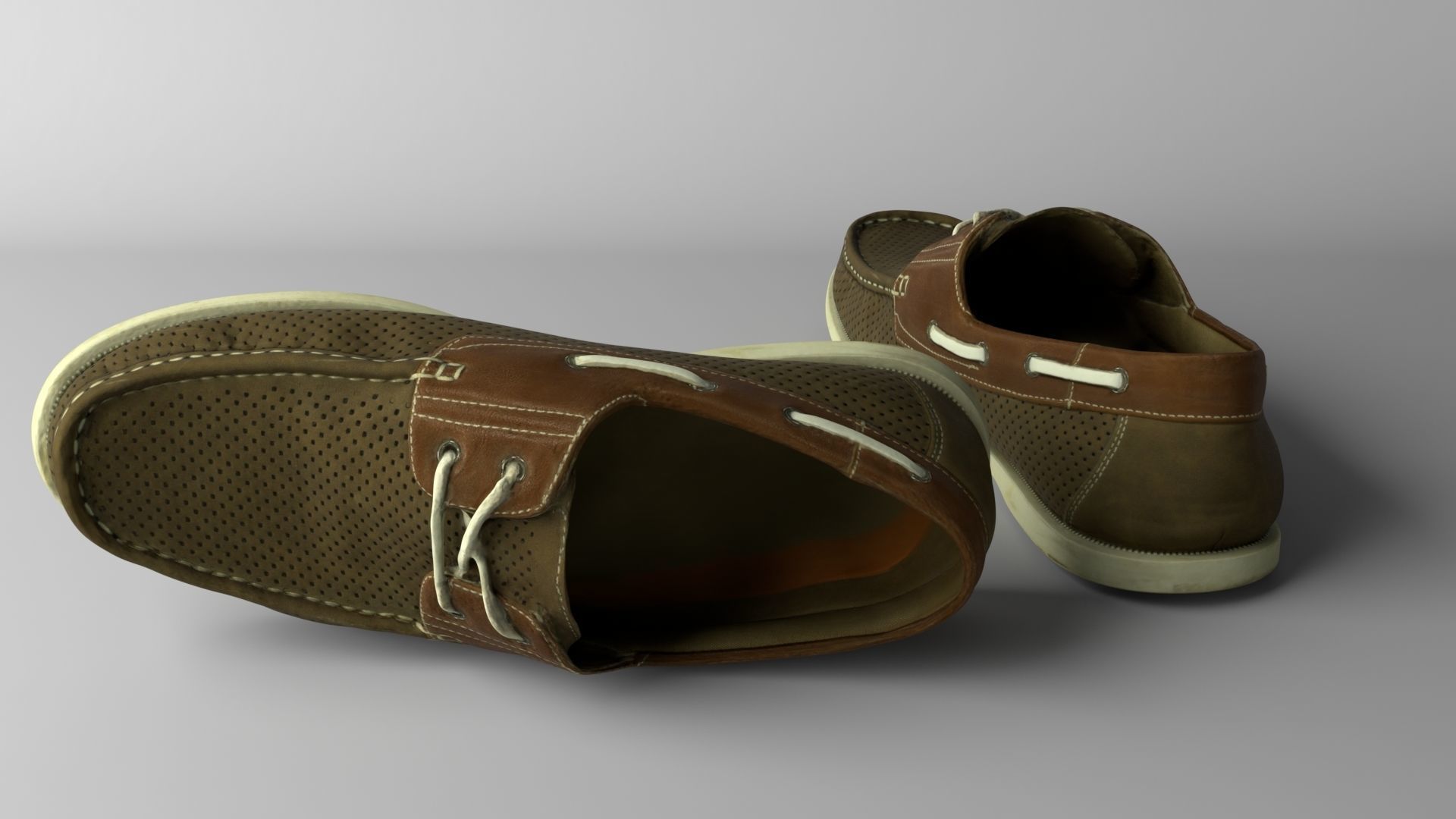 Pair of leather shoes Low-poly 3D model_2