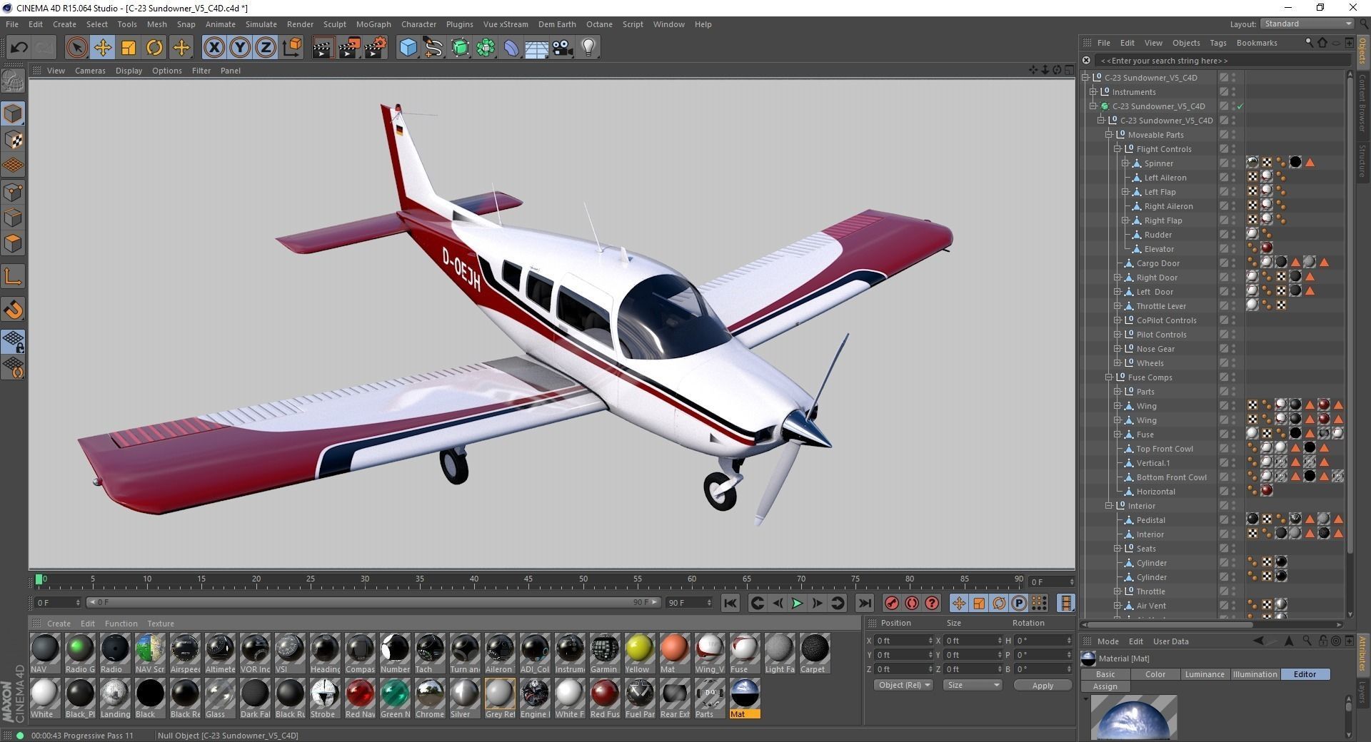 Beechcraft C-23 Sundowner Airplane Low-poly 3D model_12