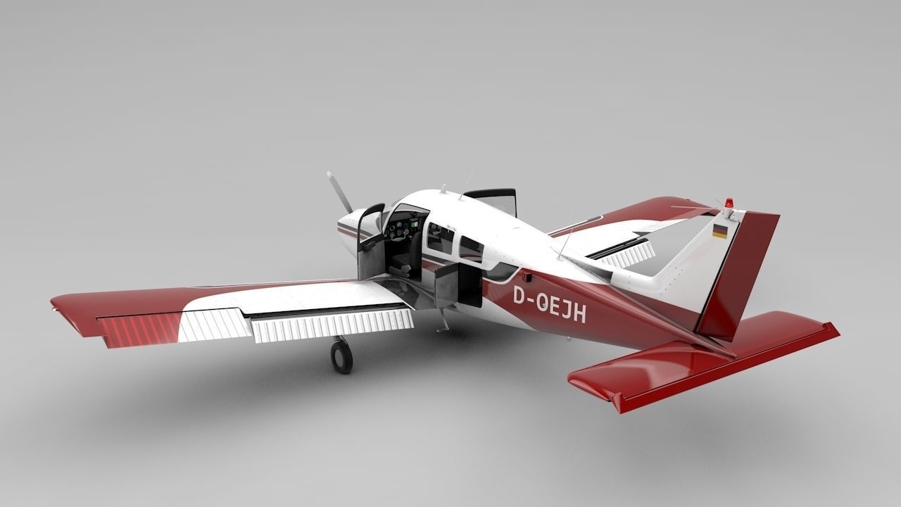 Beechcraft C-23 Sundowner Airplane Low-poly 3D model_3