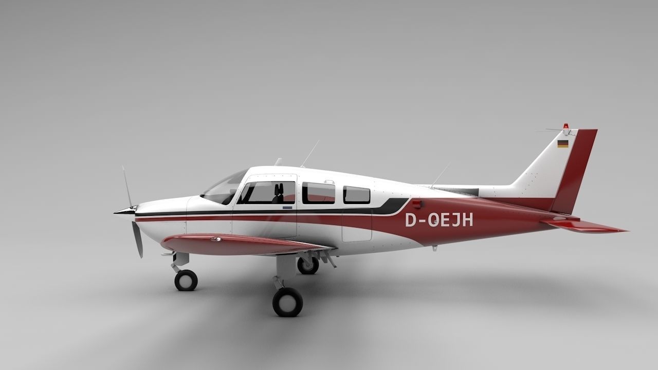 Beechcraft C-23 Sundowner Airplane Low-poly 3D model_4