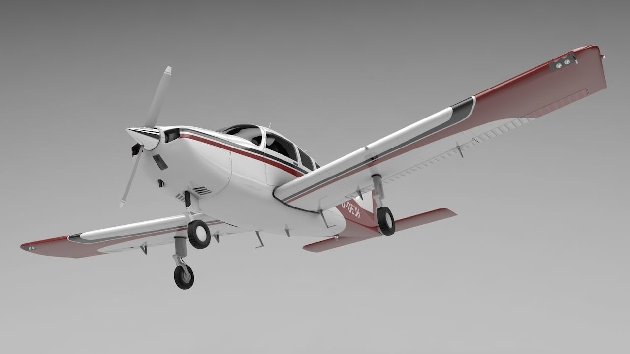 Beechcraft C-23 Sundowner Airplane Low-poly 3D model_5