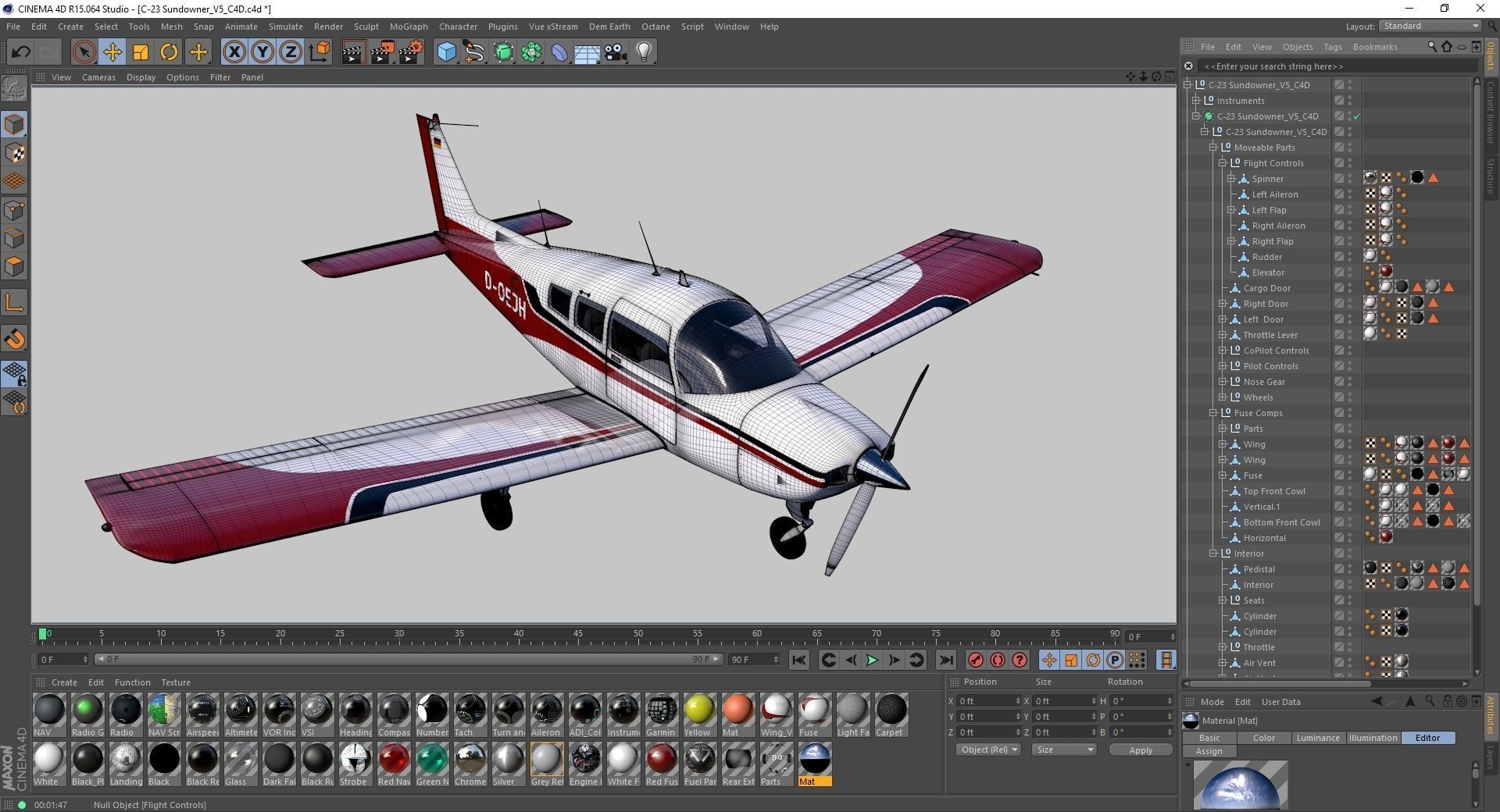 Beechcraft C-23 Sundowner Airplane Low-poly 3D model_13