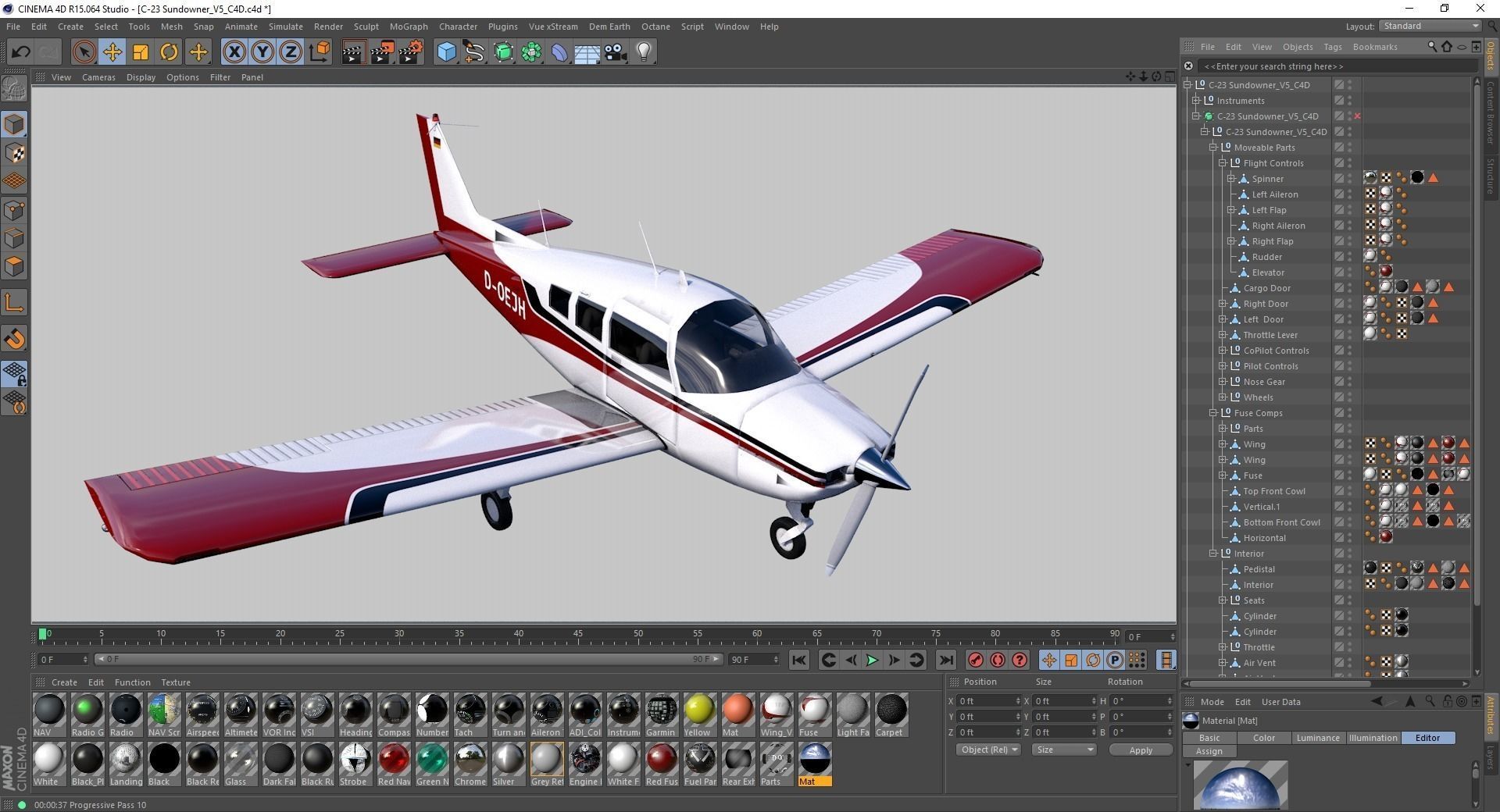 Beechcraft C-23 Sundowner Airplane Low-poly 3D model_10