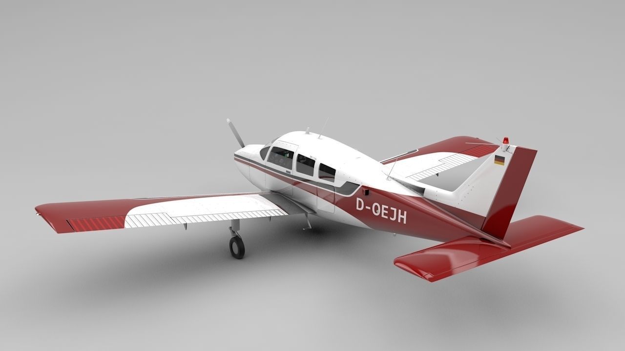 Beechcraft C-23 Sundowner Airplane Low-poly 3D model_2