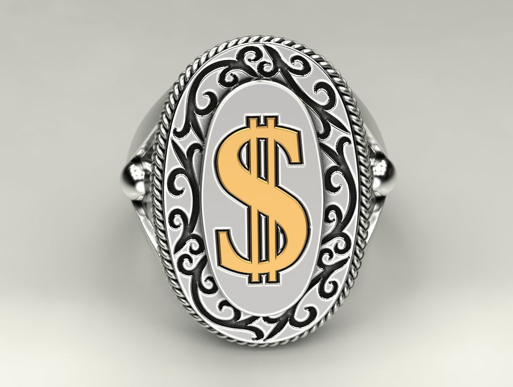 Ring dollar 3D print model_3