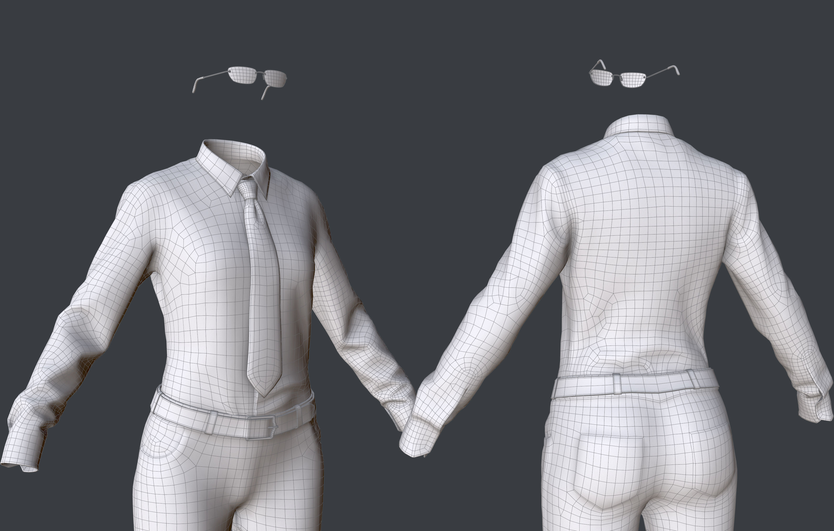 Female 1 - clothing 1 - Just clothing Low-poly 3D model_7