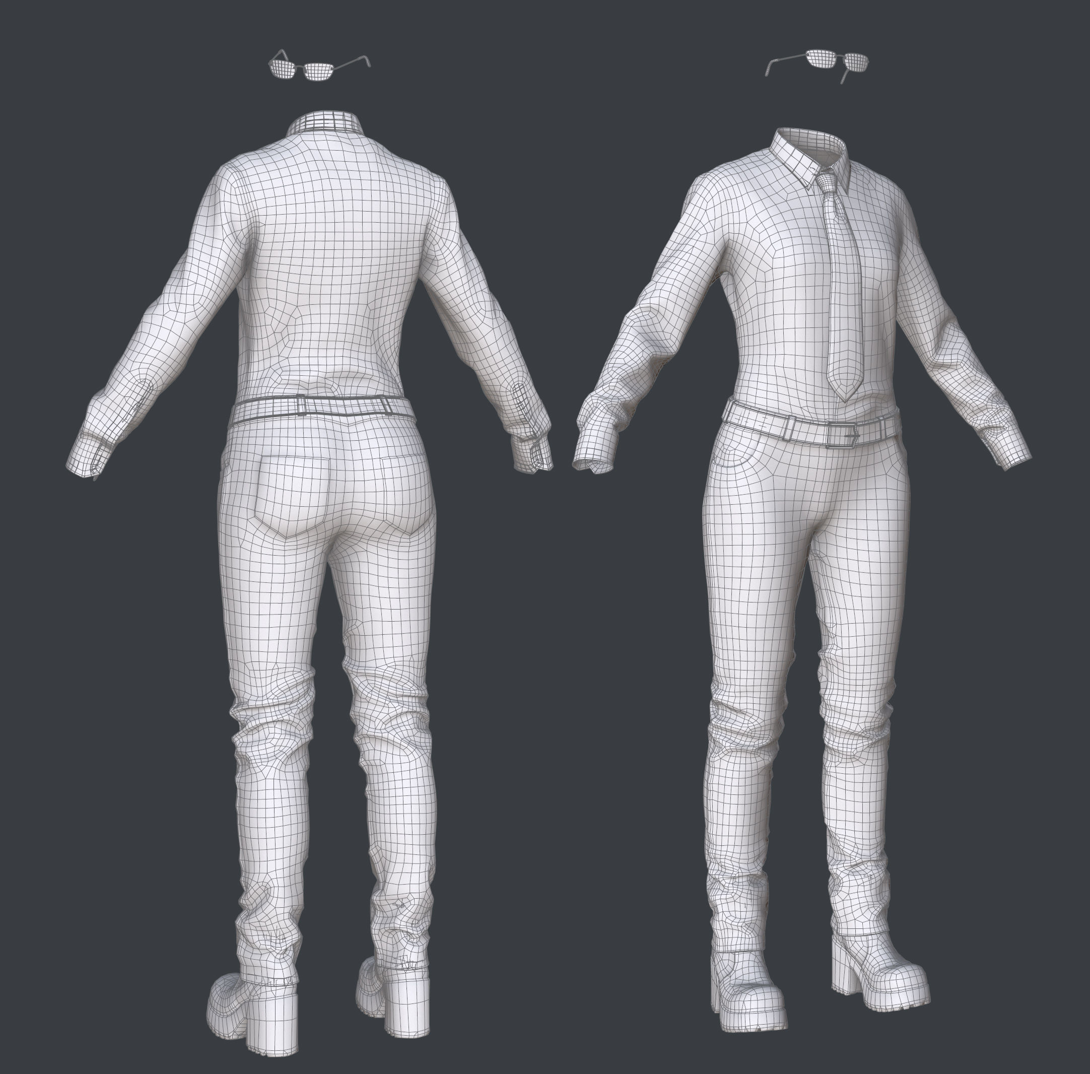 Female 1 - clothing 1 - Just clothing Low-poly 3D model_6