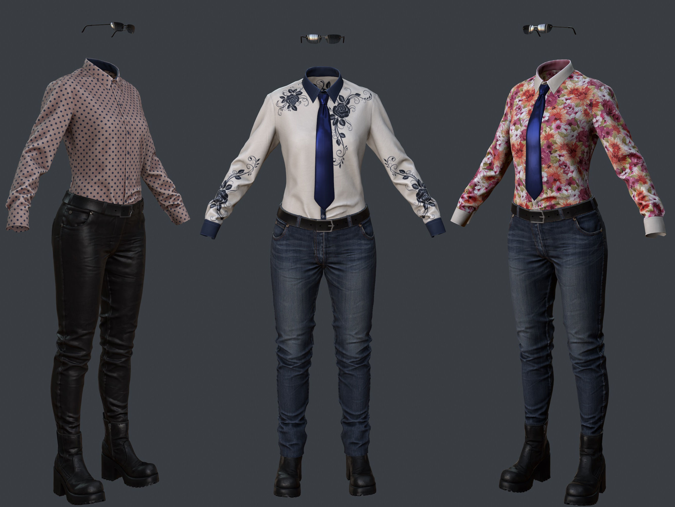 Female 1 - clothing 1 - Just clothing Low-poly 3D model_1