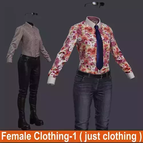 Female 1 - clothing 1 - Just clothing Low-poly 3D model