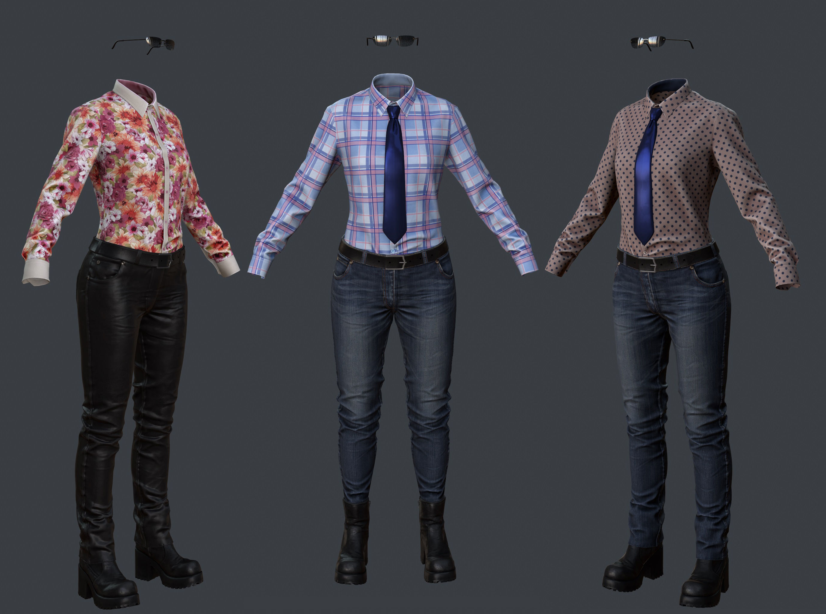 Female 1 - clothing 1 - Just clothing Low-poly 3D model_2
