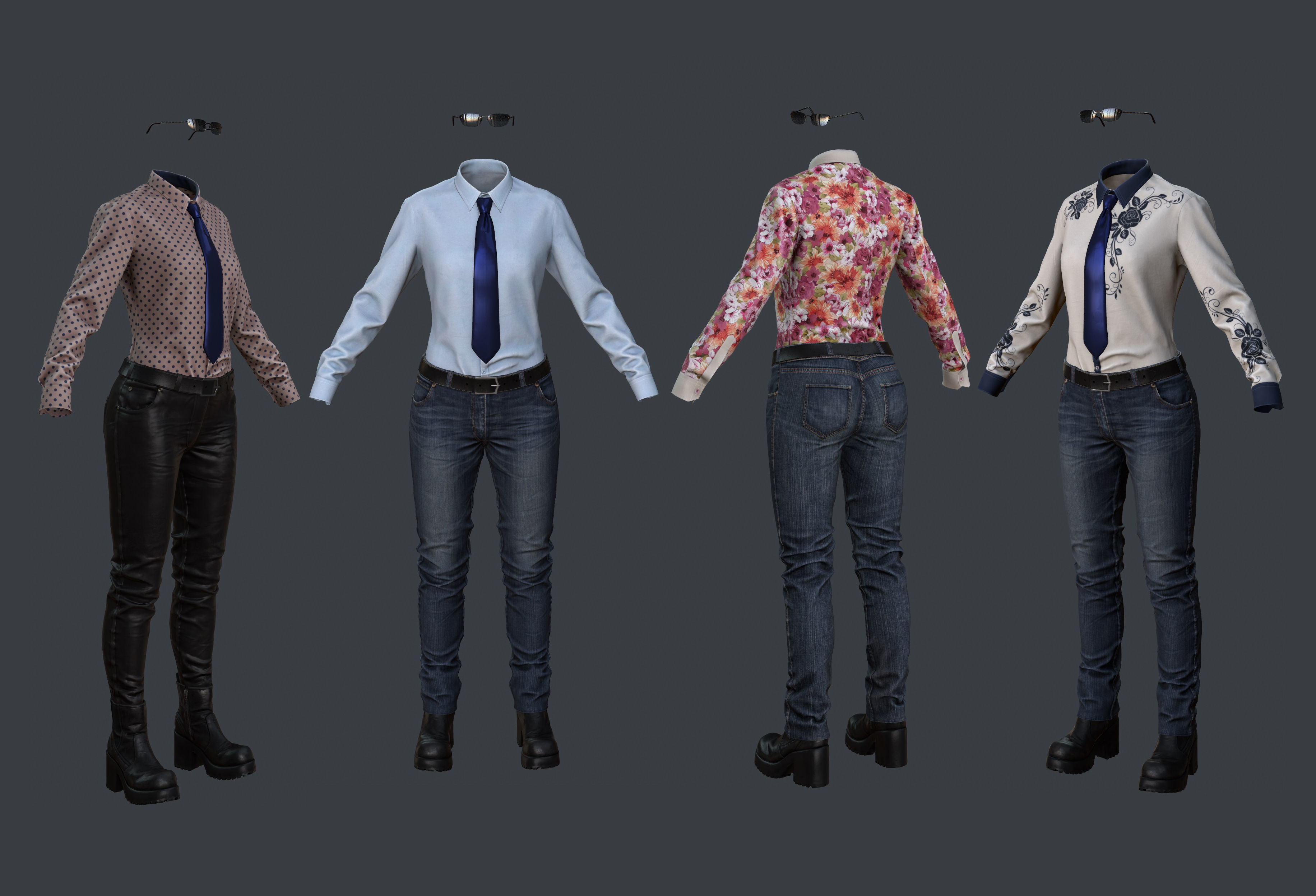Female 1 - clothing 1 - Just clothing Low-poly 3D model_3