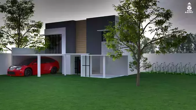 house modern with car in front