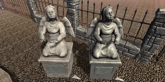 Angel statue Low-poly 3D model
