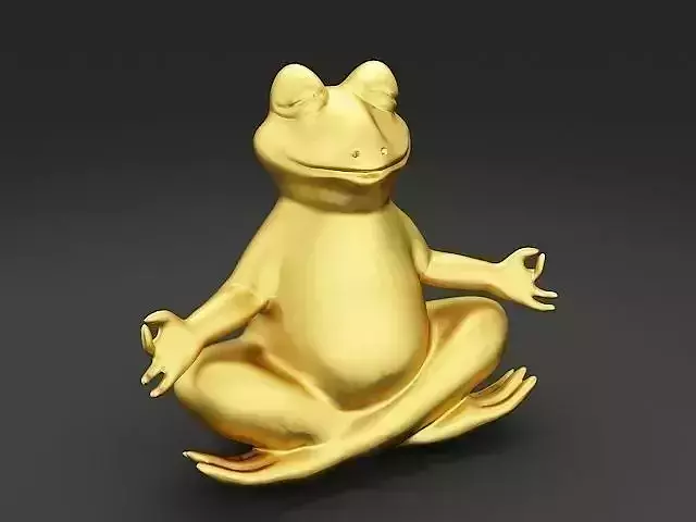 Frog 3D Model 2 gold in meditation pose 3D print model