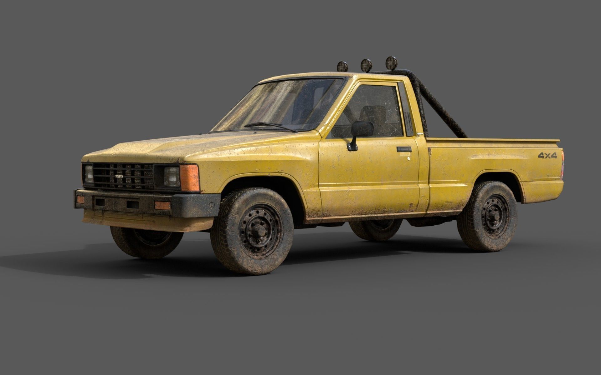 Toyota Hilux 1983-1988 pickup Game Ready Low-poly 3D model_9