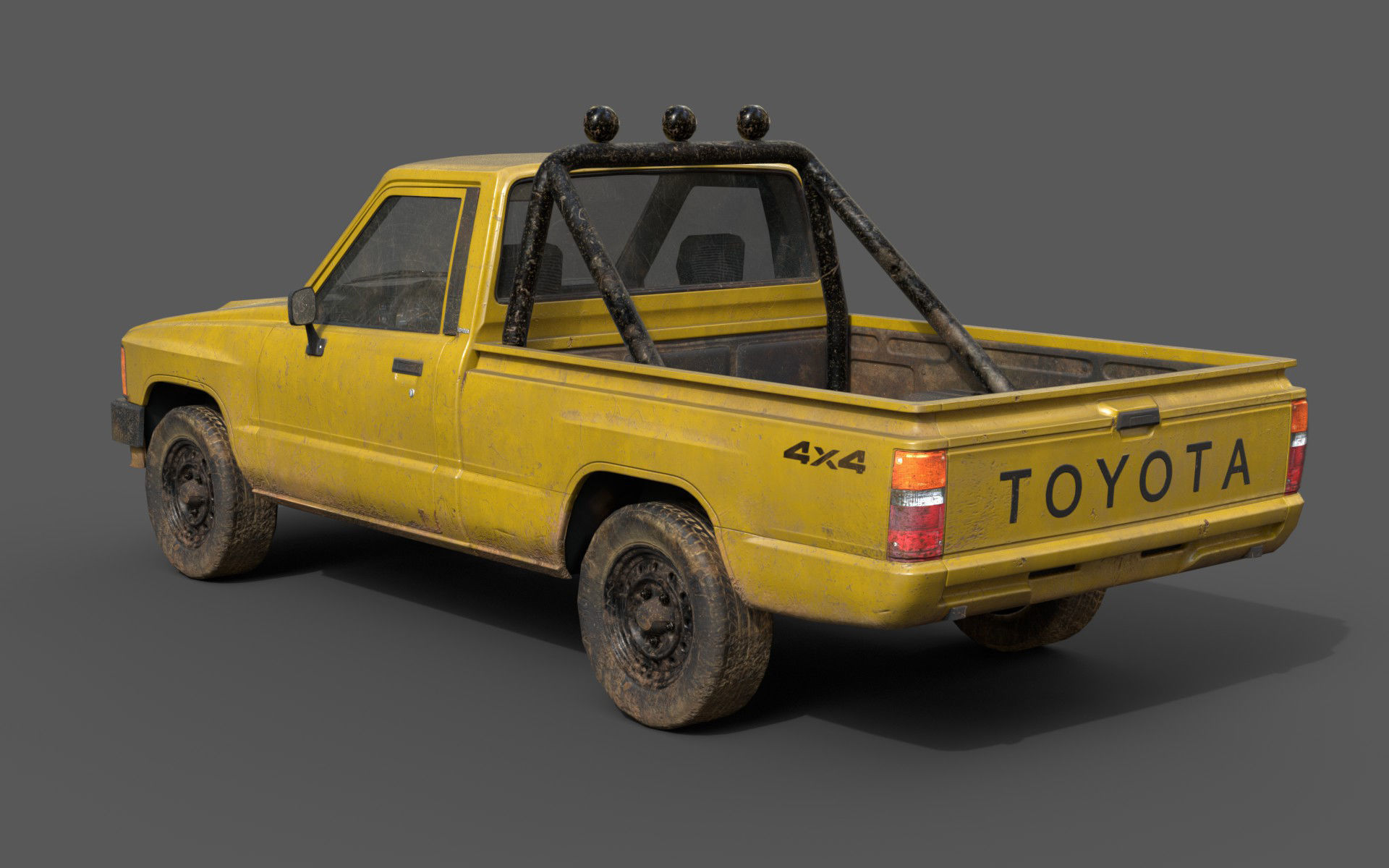 Toyota Hilux 1983-1988 pickup Game Ready Low-poly 3D model_10