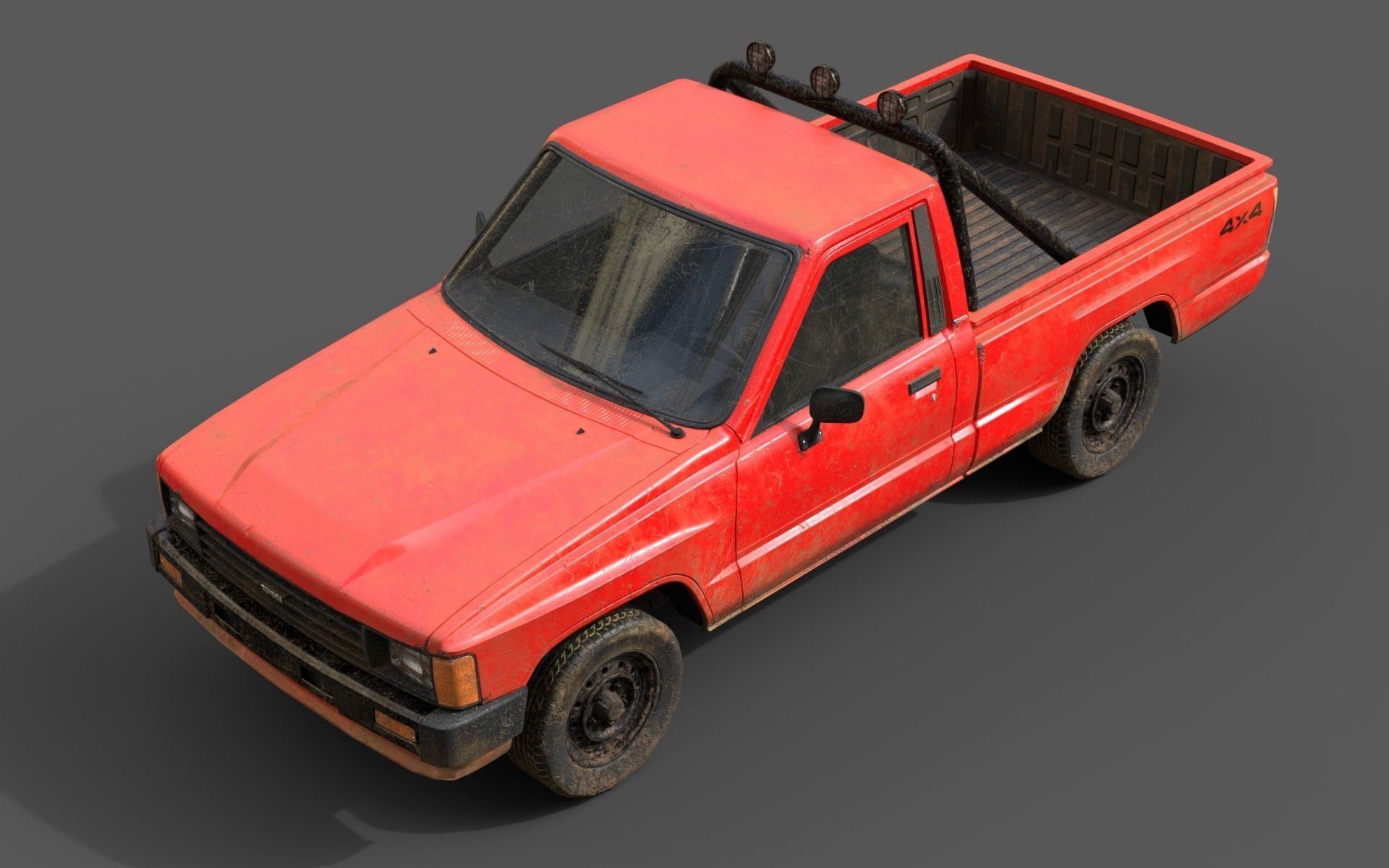 Toyota Hilux 1983-1988 pickup Game Ready Low-poly 3D model_1