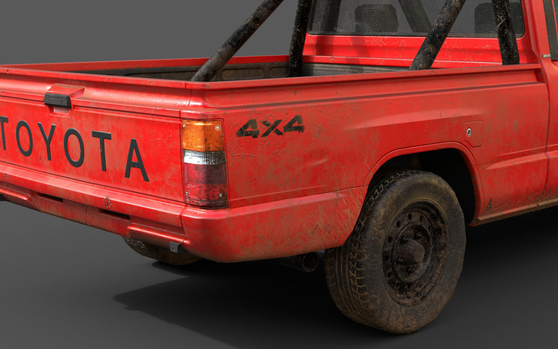 Toyota Hilux 1983-1988 pickup Game Ready Low-poly 3D model_6