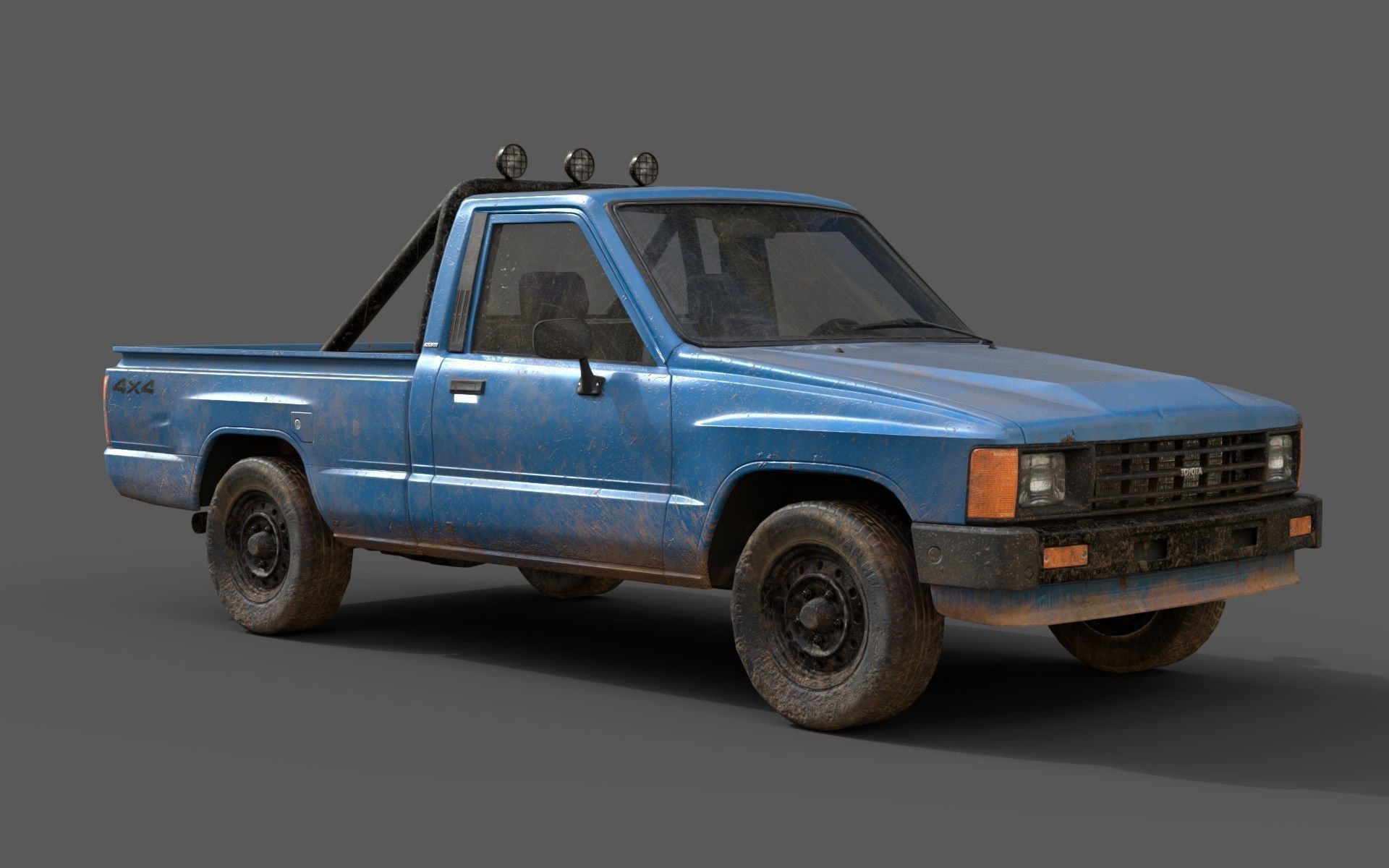 Toyota Hilux 1983-1988 pickup Game Ready Low-poly 3D model_16