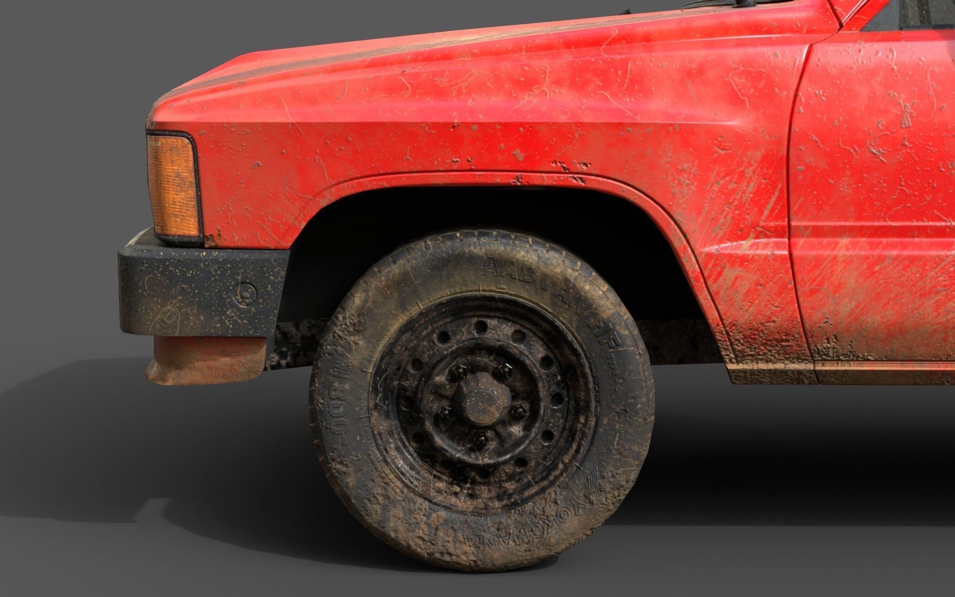 Toyota Hilux 1983-1988 pickup Game Ready Low-poly 3D model_4