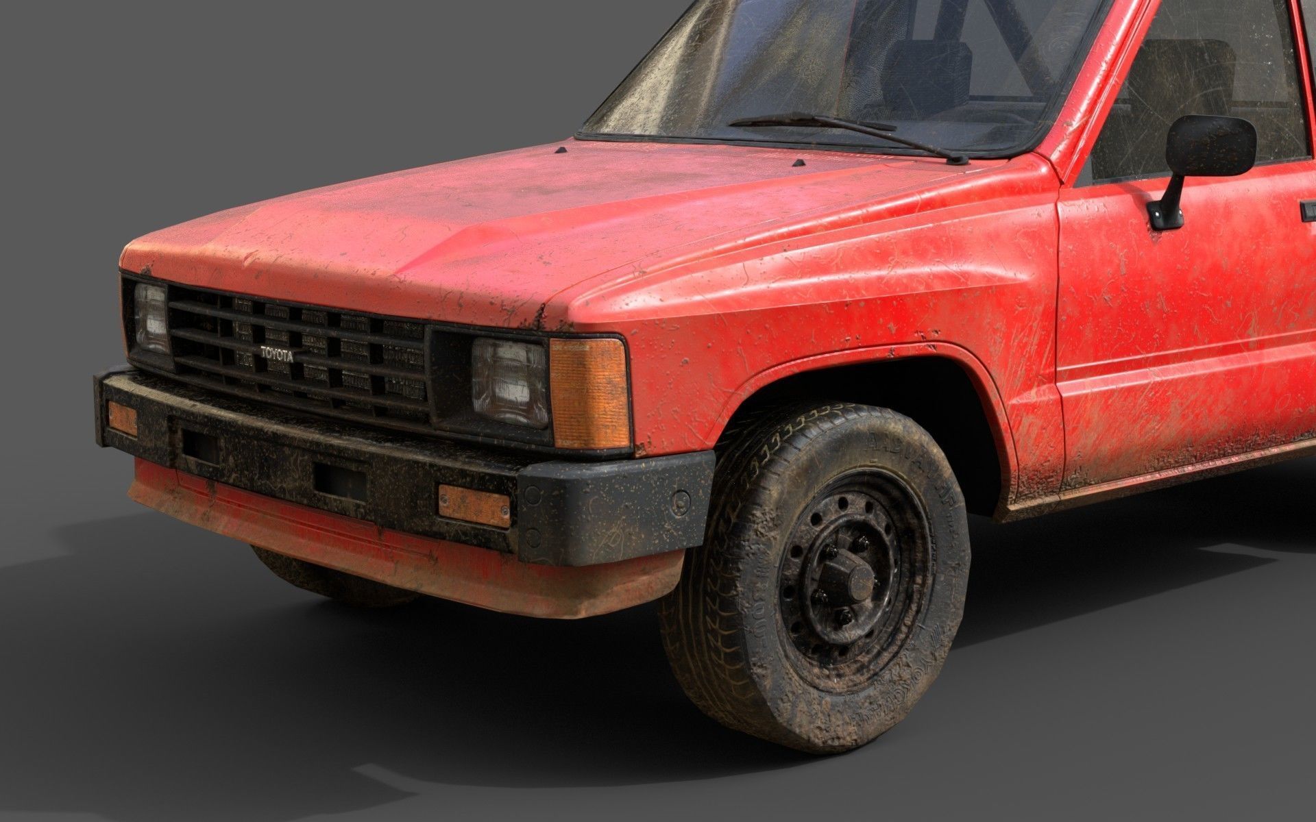 Toyota Hilux 1983-1988 pickup Game Ready Low-poly 3D model_3