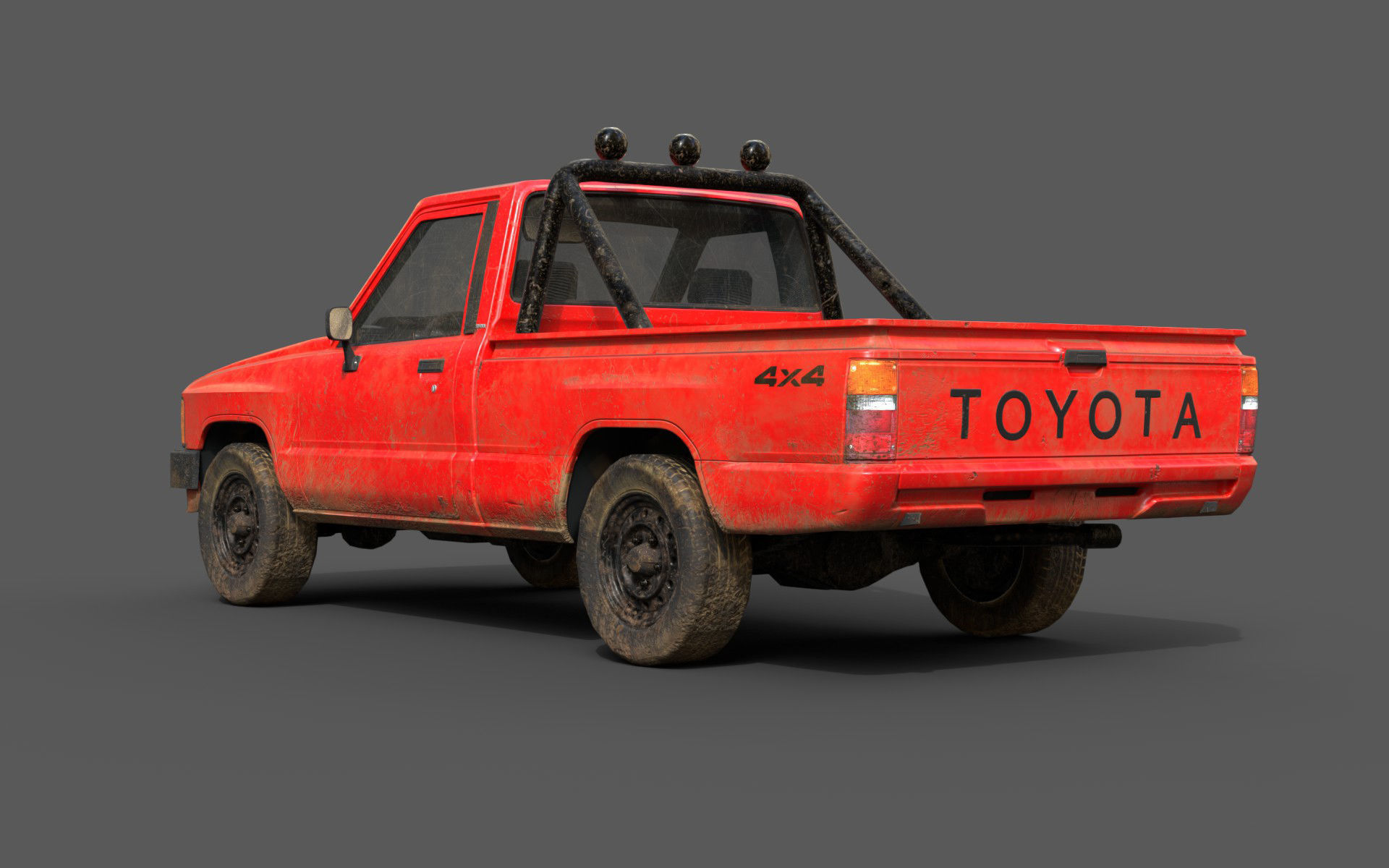 Toyota Hilux 1983-1988 pickup Game Ready Low-poly 3D model_5