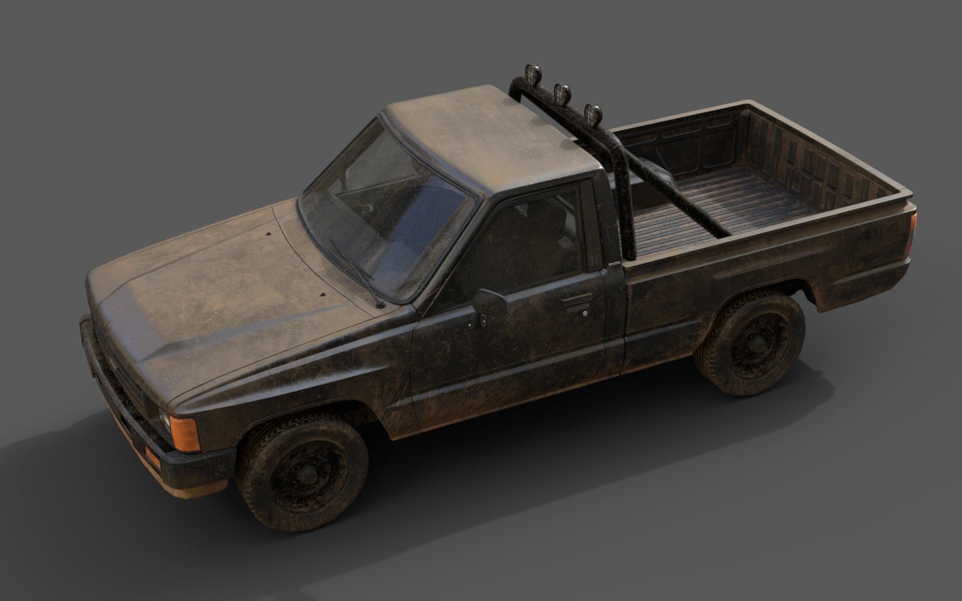 Toyota Hilux 1983-1988 pickup Game Ready Low-poly 3D model_12