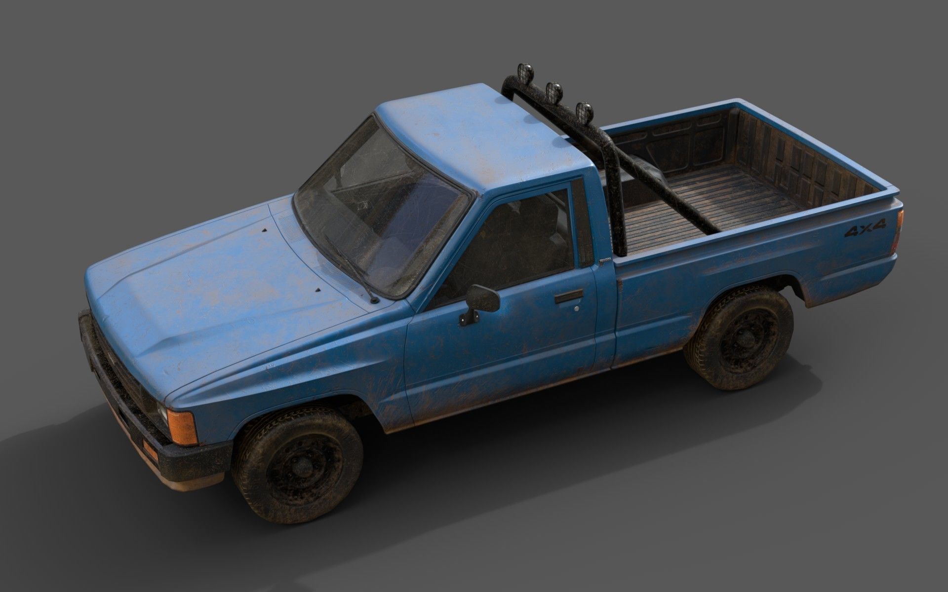 Toyota Hilux 1983-1988 pickup Game Ready Low-poly 3D model_17