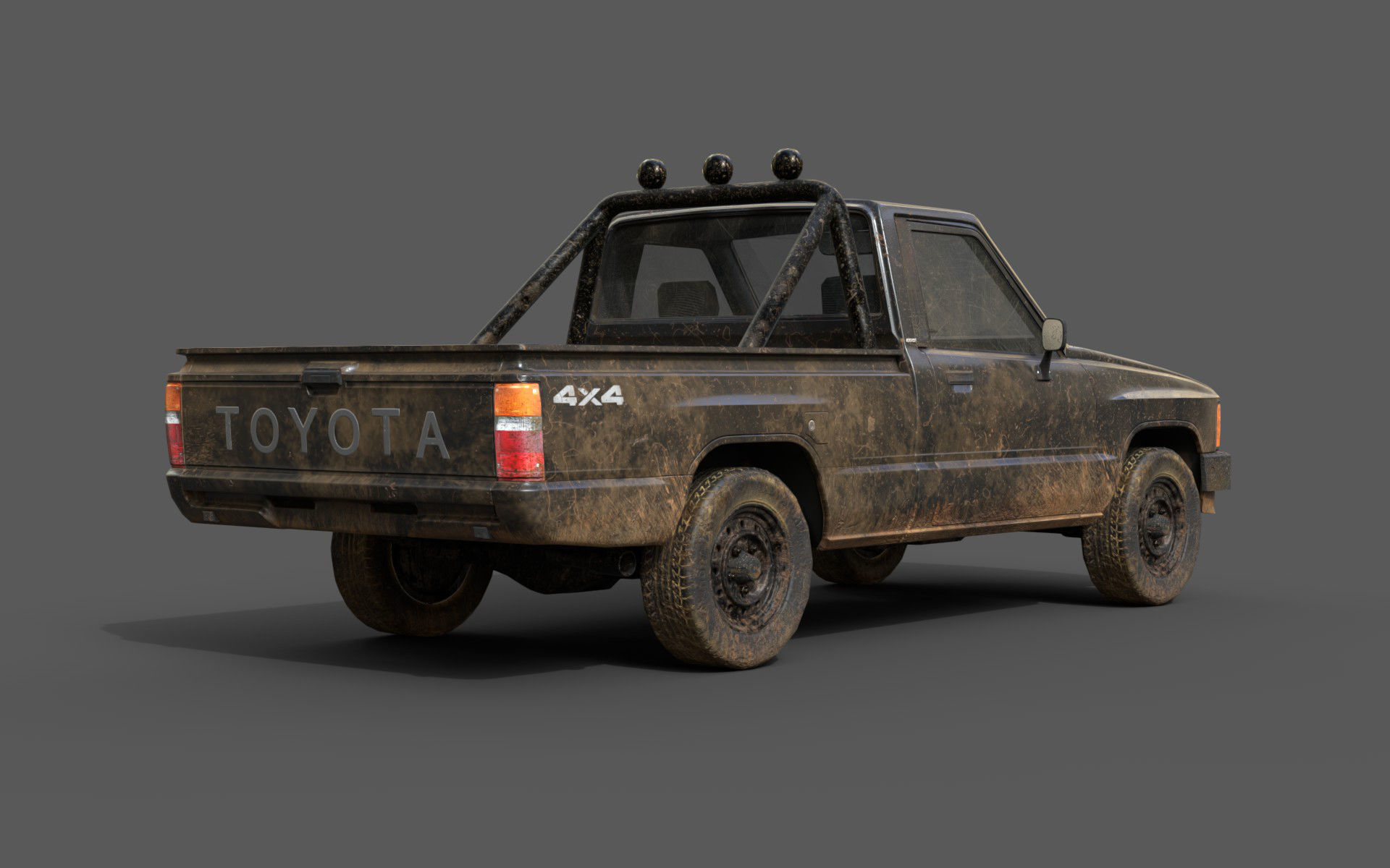 Toyota Hilux 1983-1988 pickup Game Ready Low-poly 3D model_13