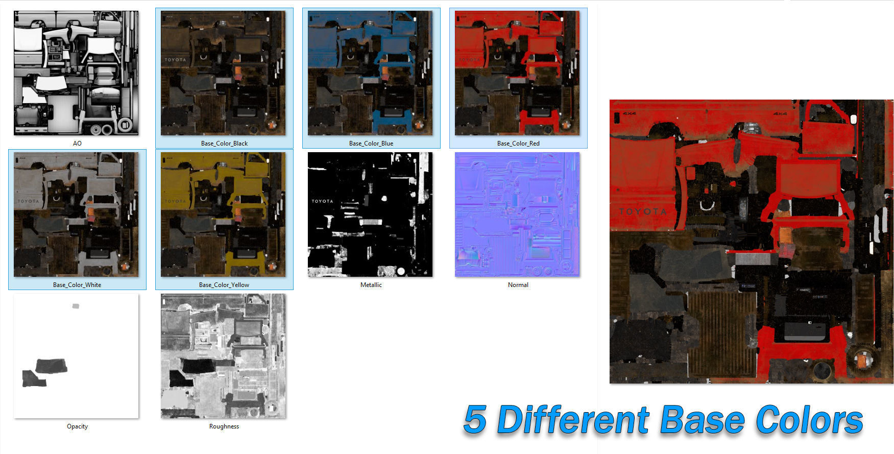 Toyota Hilux 1983-1988 pickup Game Ready Low-poly 3D model_8