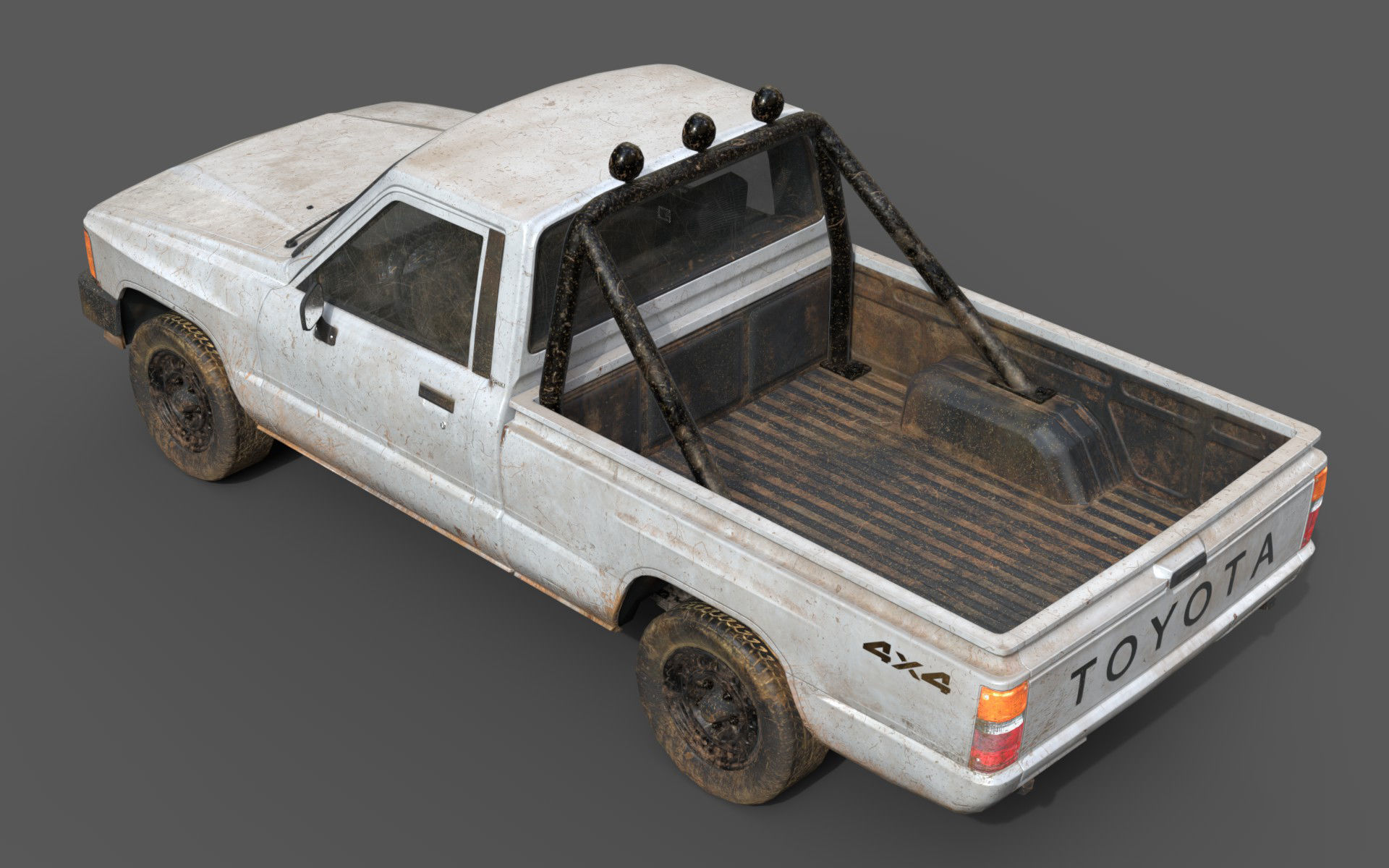 Toyota Hilux 1983-1988 pickup Game Ready Low-poly 3D model_14