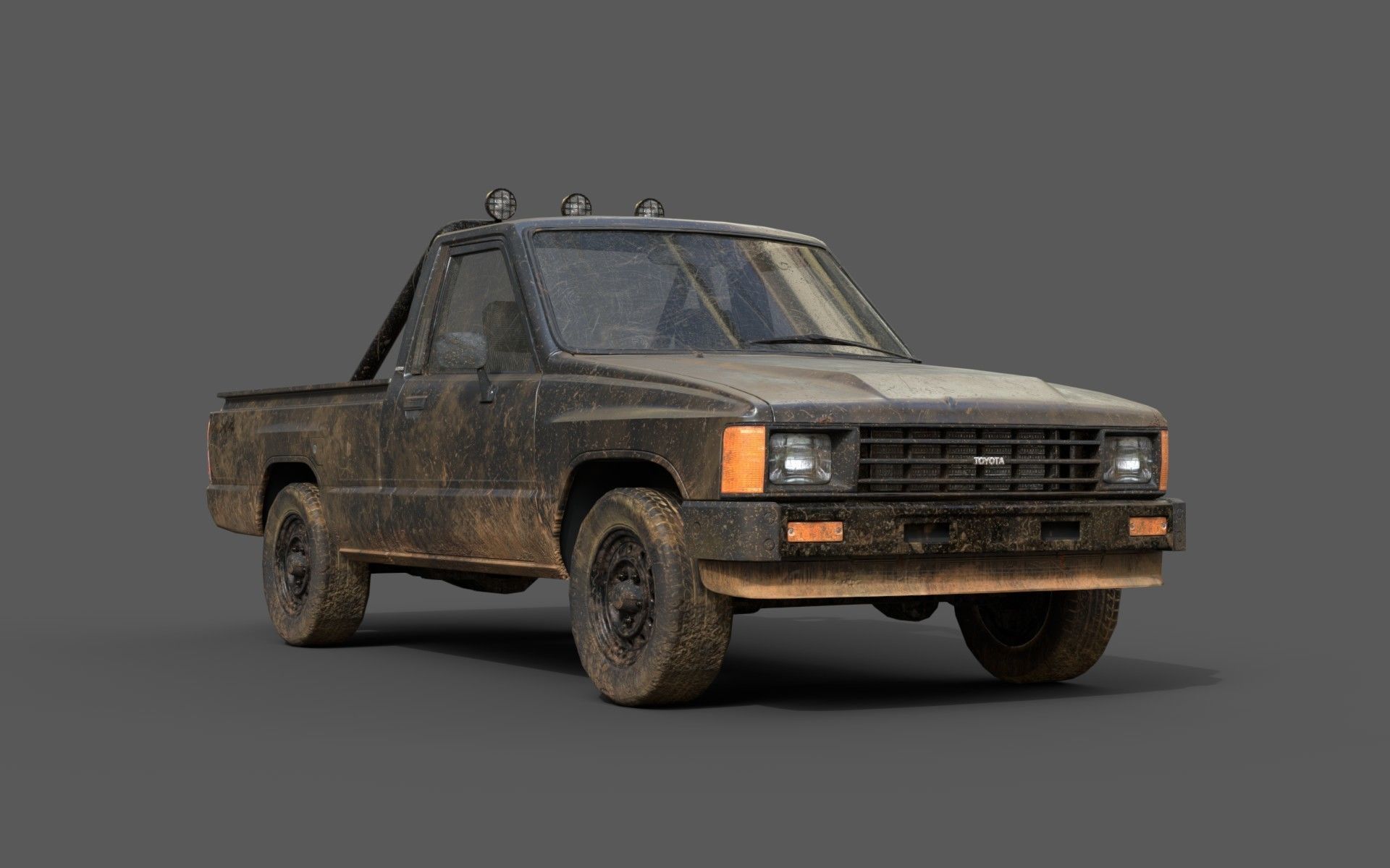 Toyota Hilux 1983-1988 pickup Game Ready Low-poly 3D model_11
