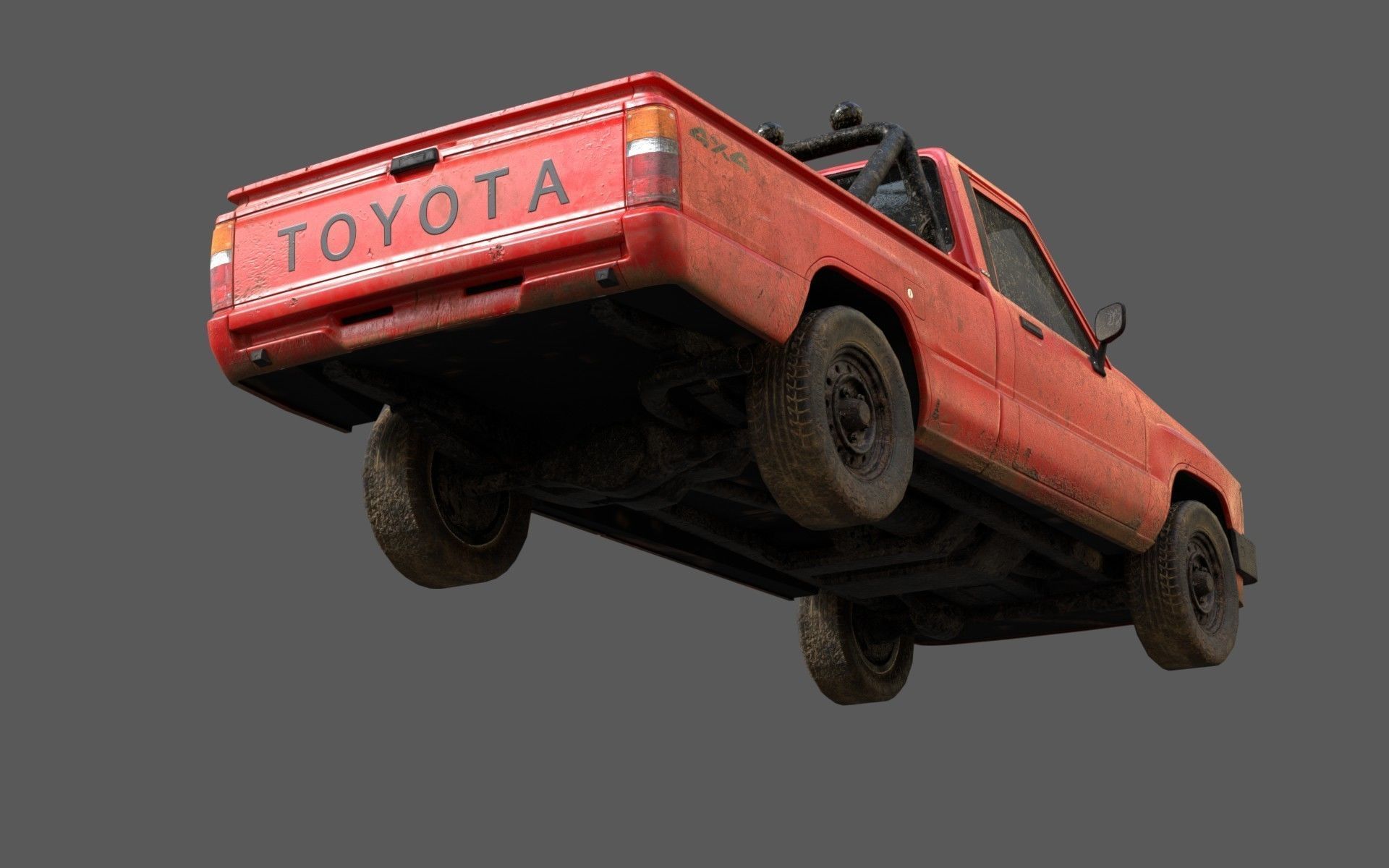 Toyota Hilux 1983-1988 pickup Game Ready Low-poly 3D model_7