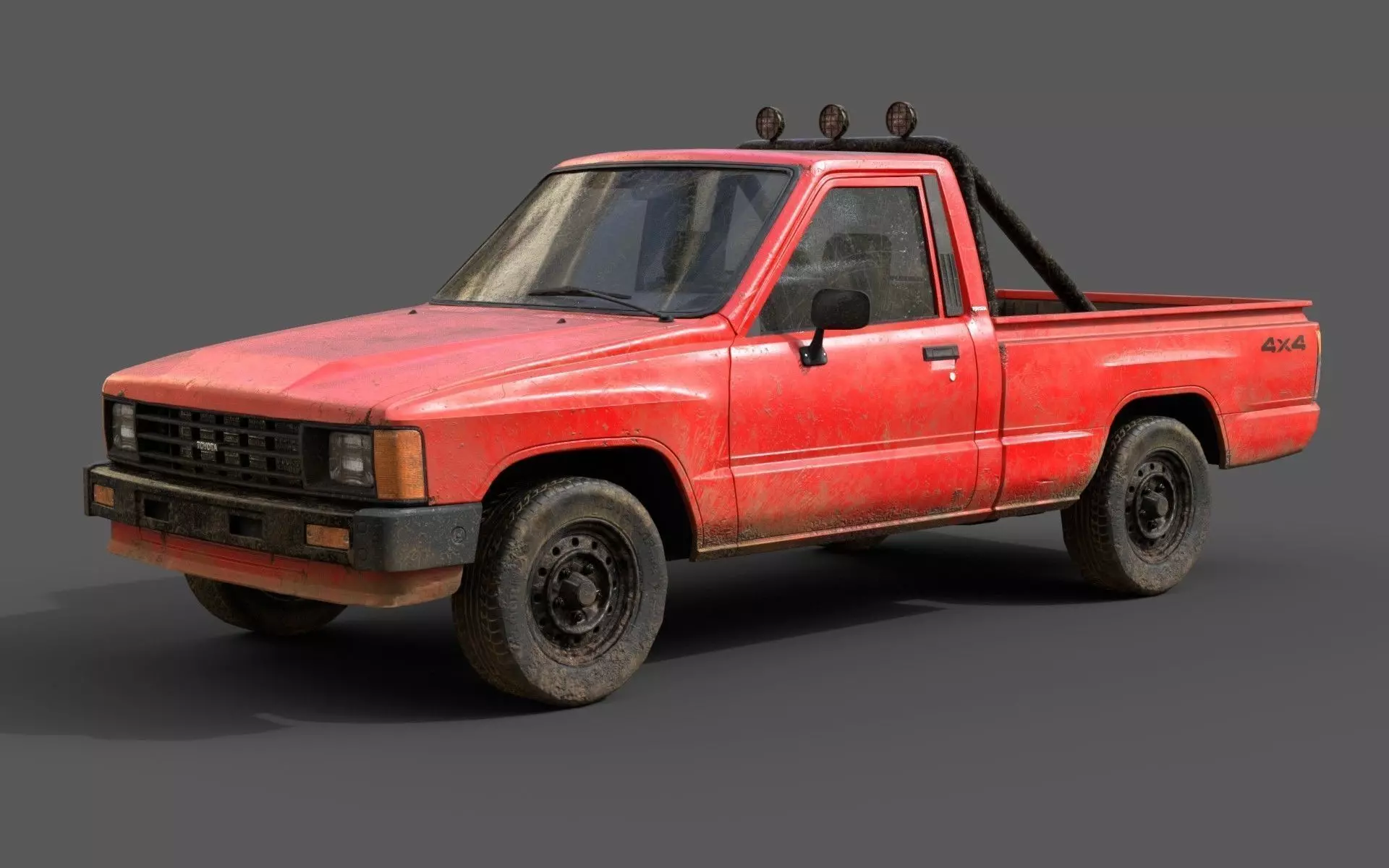Toyota Hilux 1983-1988 pickup Game Ready Low-poly 3D model_0