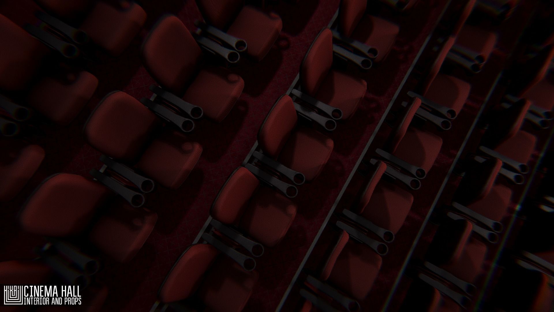 Cinema hall - interior and props 3D model_10