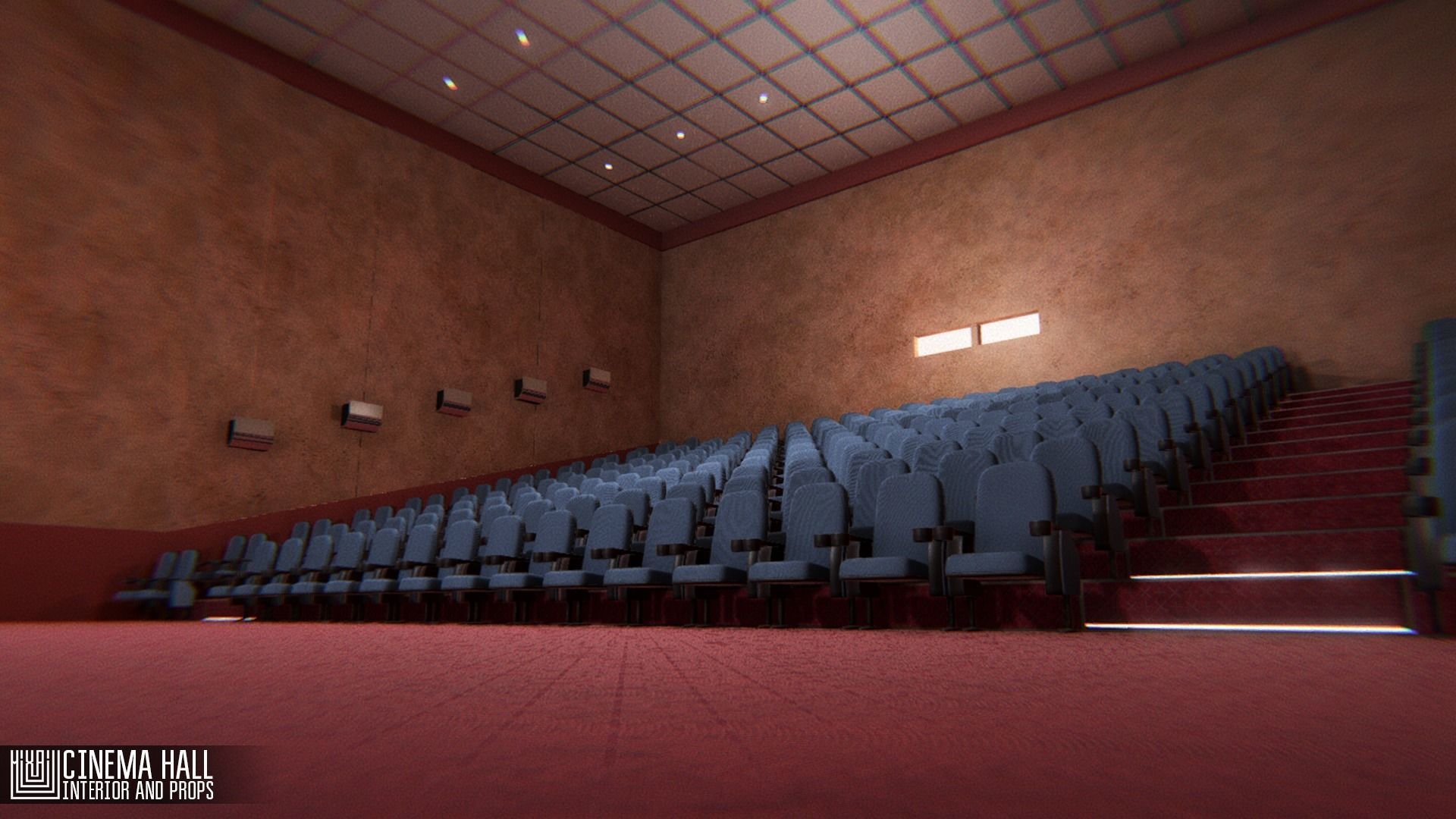 Cinema hall - interior and props 3D model_9