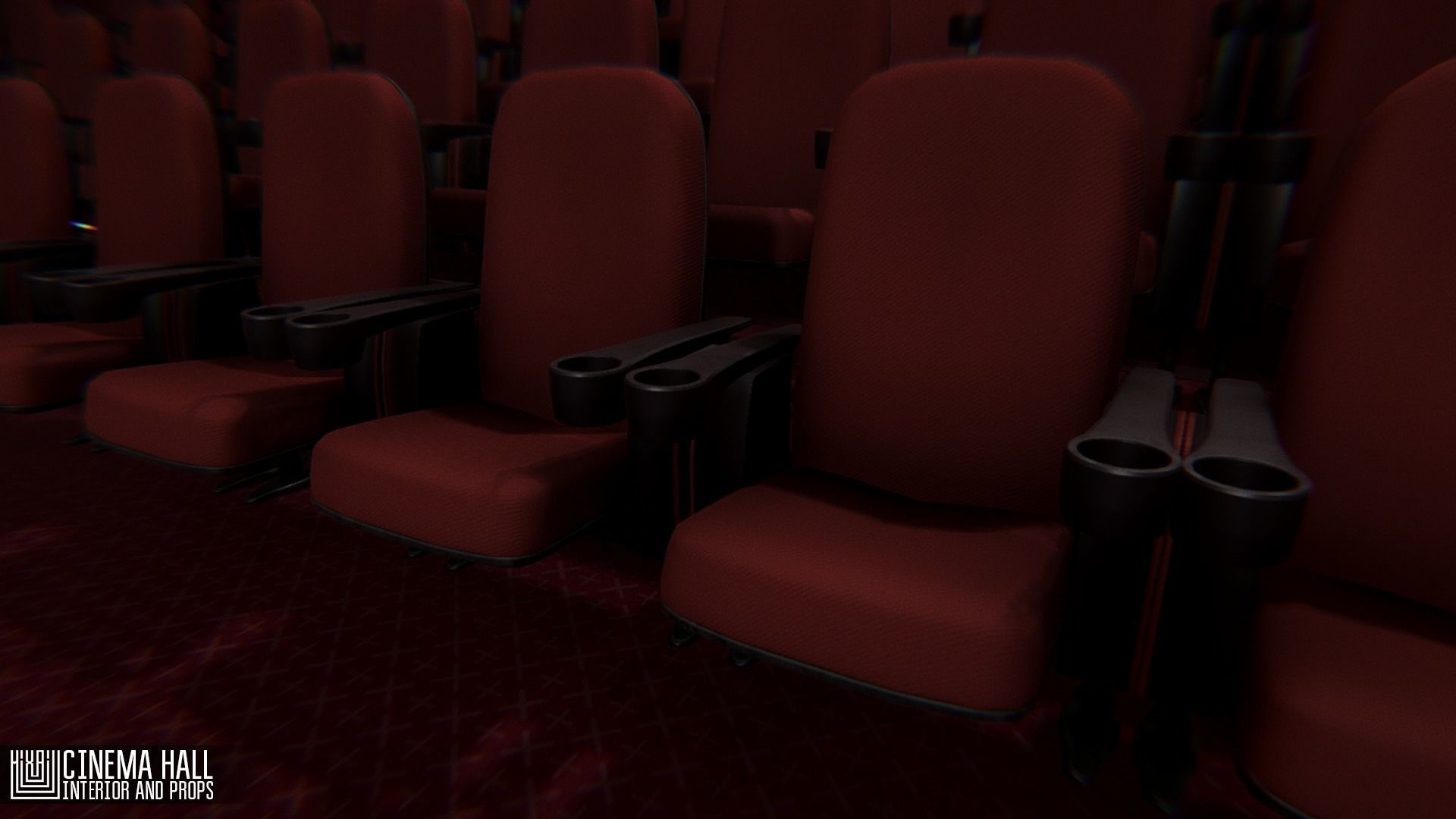 Cinema hall - interior and props 3D model_1
