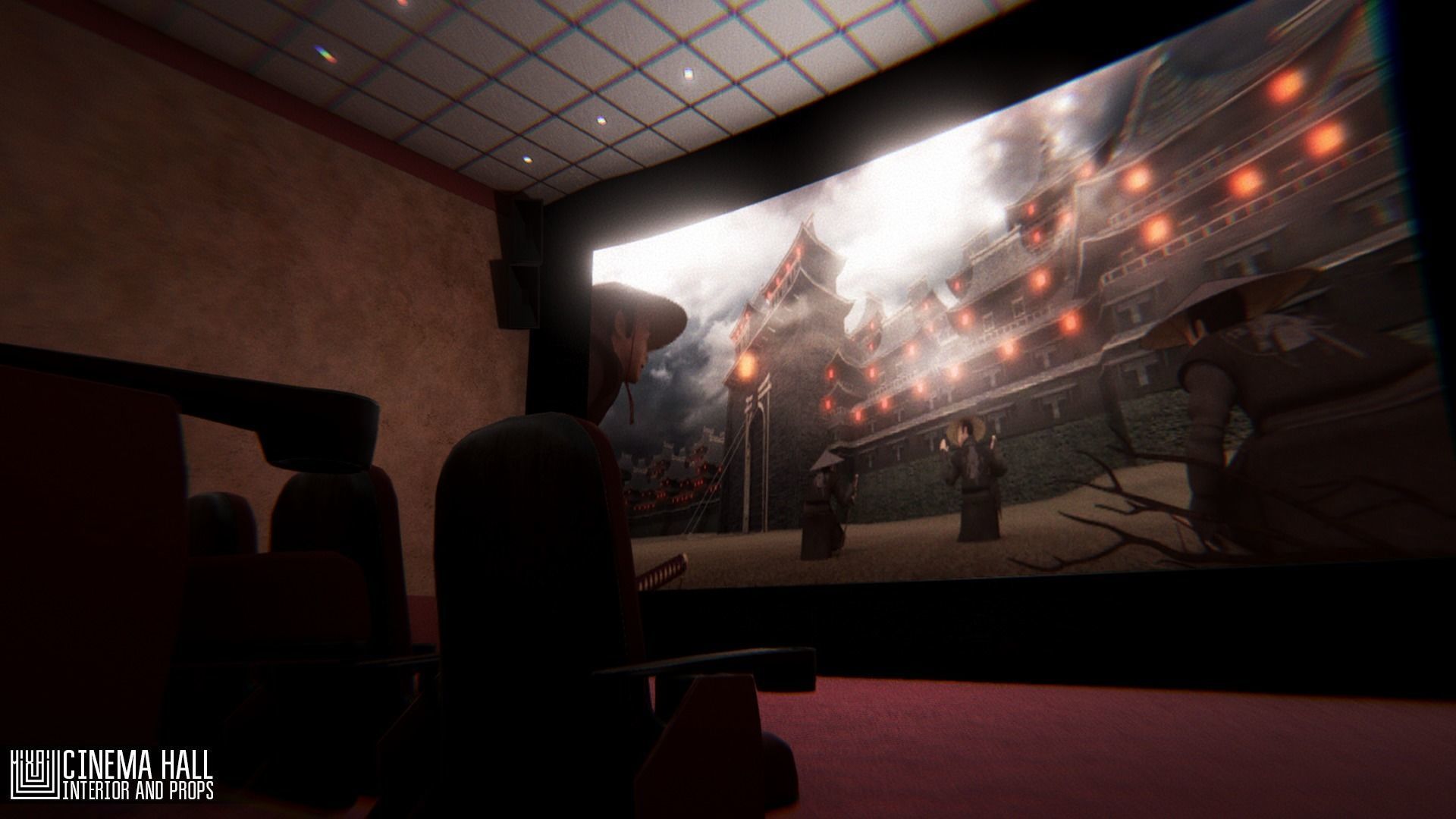 Cinema hall - interior and props 3D model_6