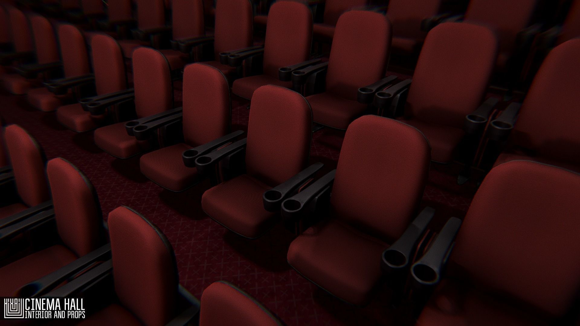 Cinema hall - interior and props 3D model_2