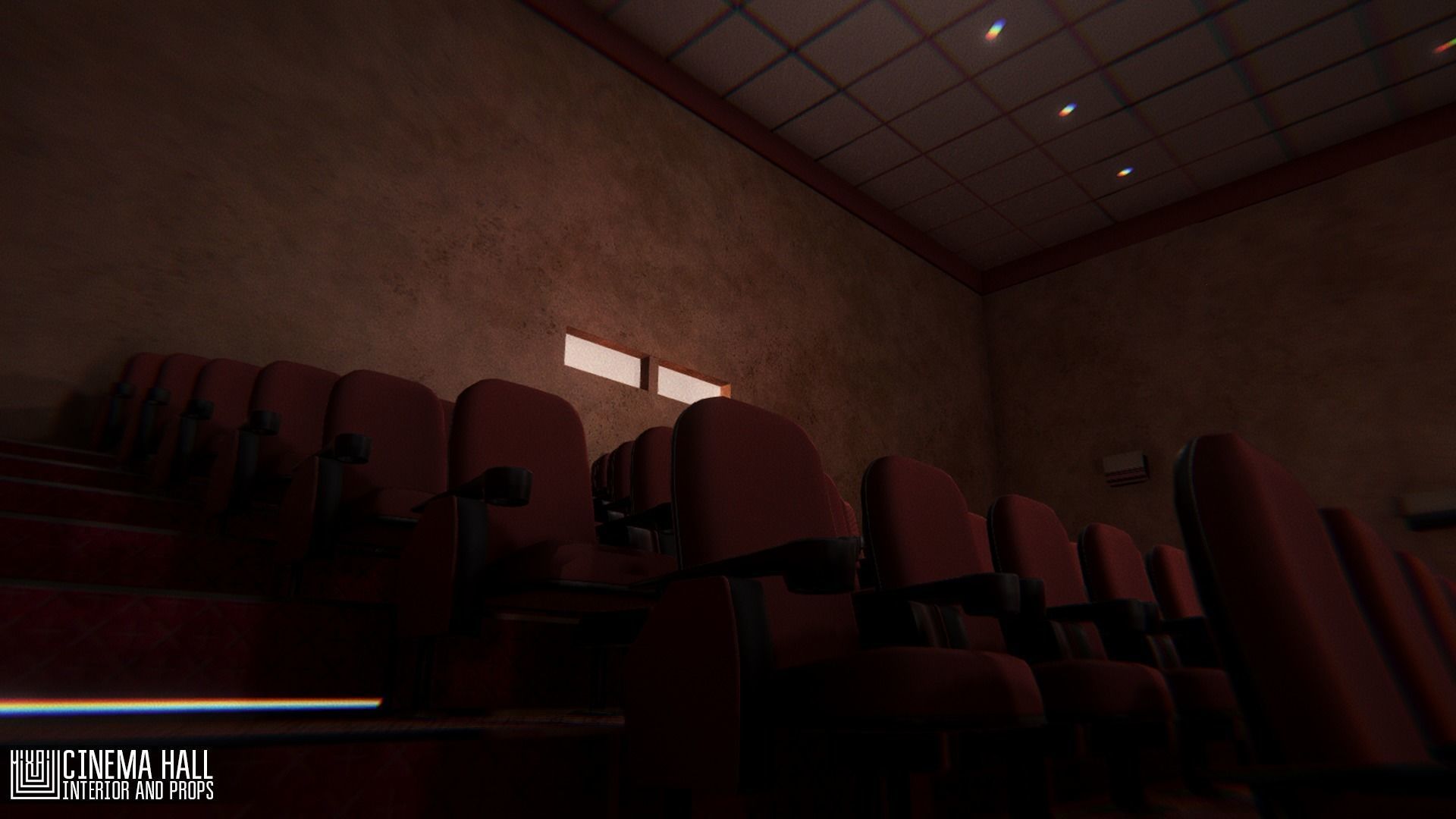 Cinema hall - interior and props 3D model_5