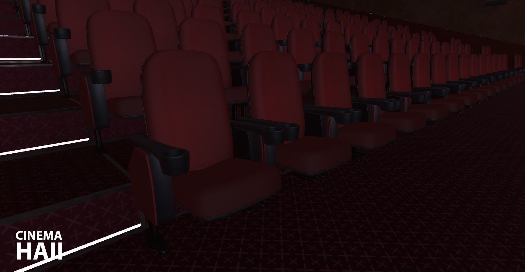 Cinema hall - interior and props 3D model_21