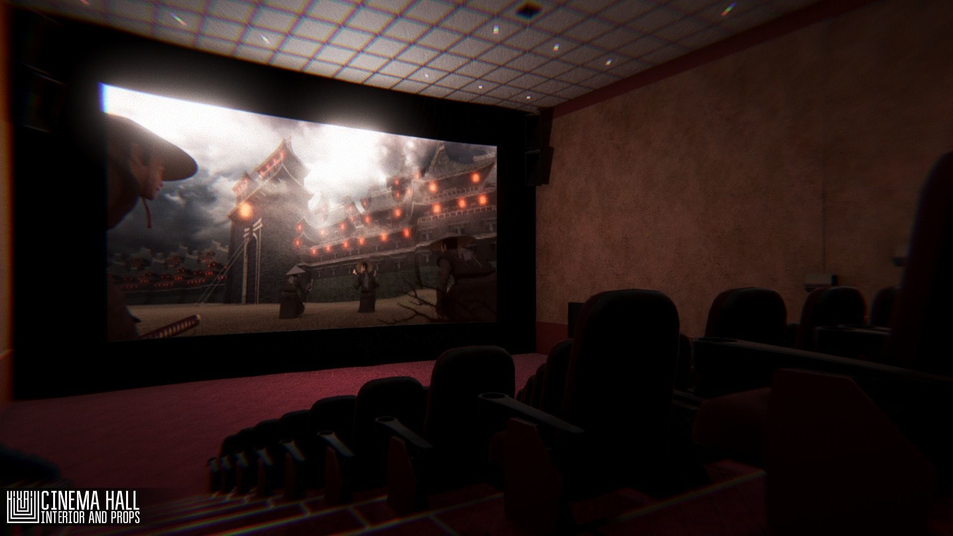 Cinema hall - interior and props 3D model_12