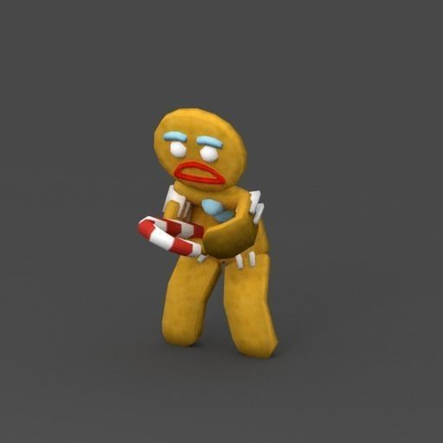 Cookie gingerbread man holding life preserver Low-poly 3D model