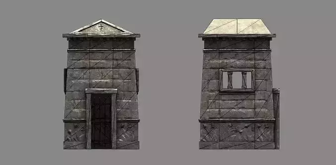 Crypt tower with two doors and window