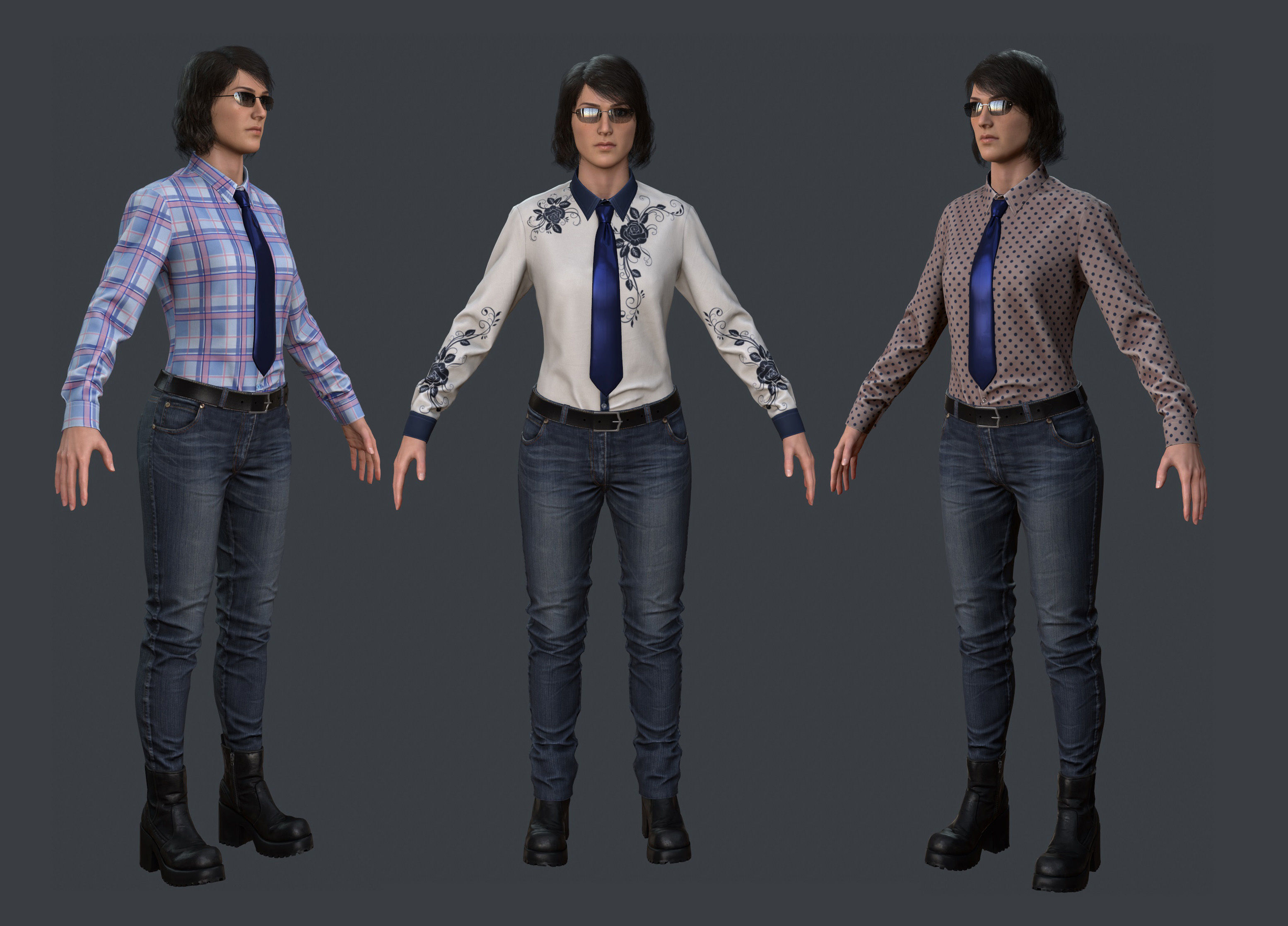 Female 1 - clothing 1 - Full Pack Low-poly 3D model_2