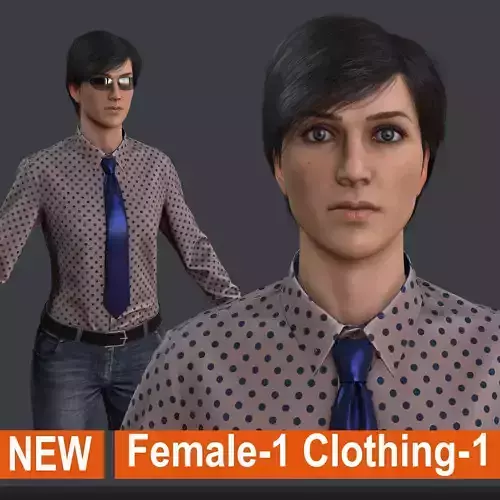 Female 1 - clothing 1 - Full Pack Low-poly 3D model Female 1 - clothing 1 - Full Pack Low-poly 3D model