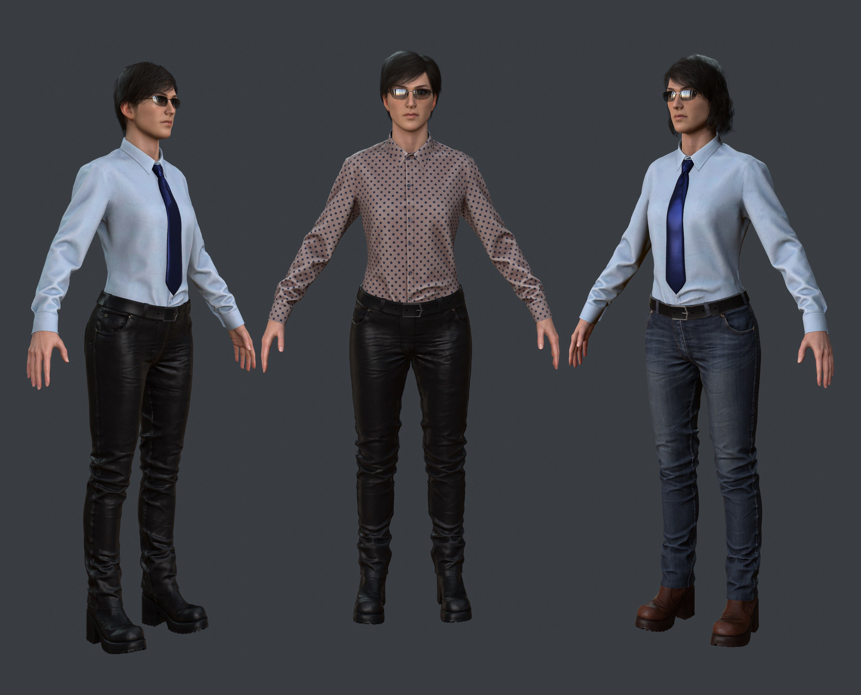 Female 1 - clothing 1 - Full Pack Low-poly 3D model_3