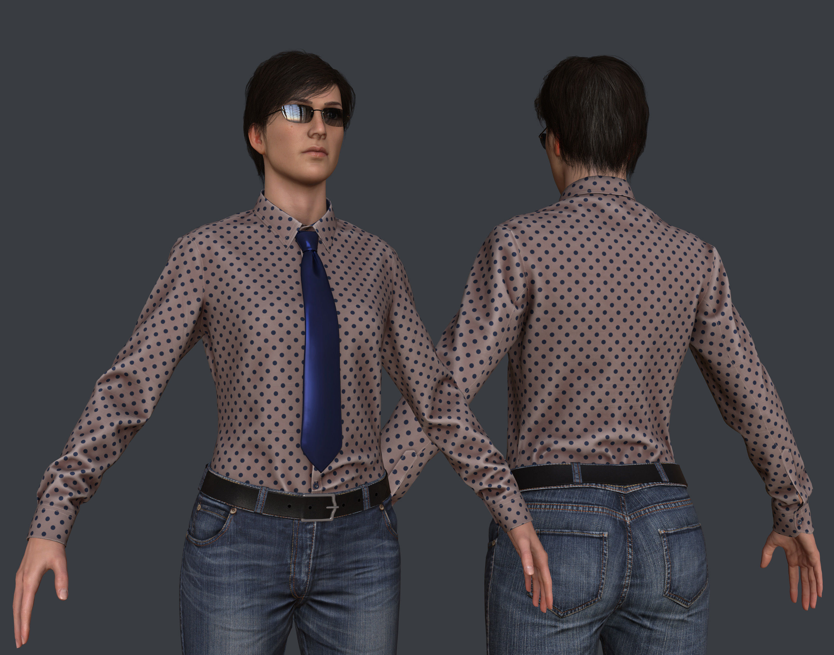 Female 1 - clothing 1 - Full Pack Low-poly 3D model_4