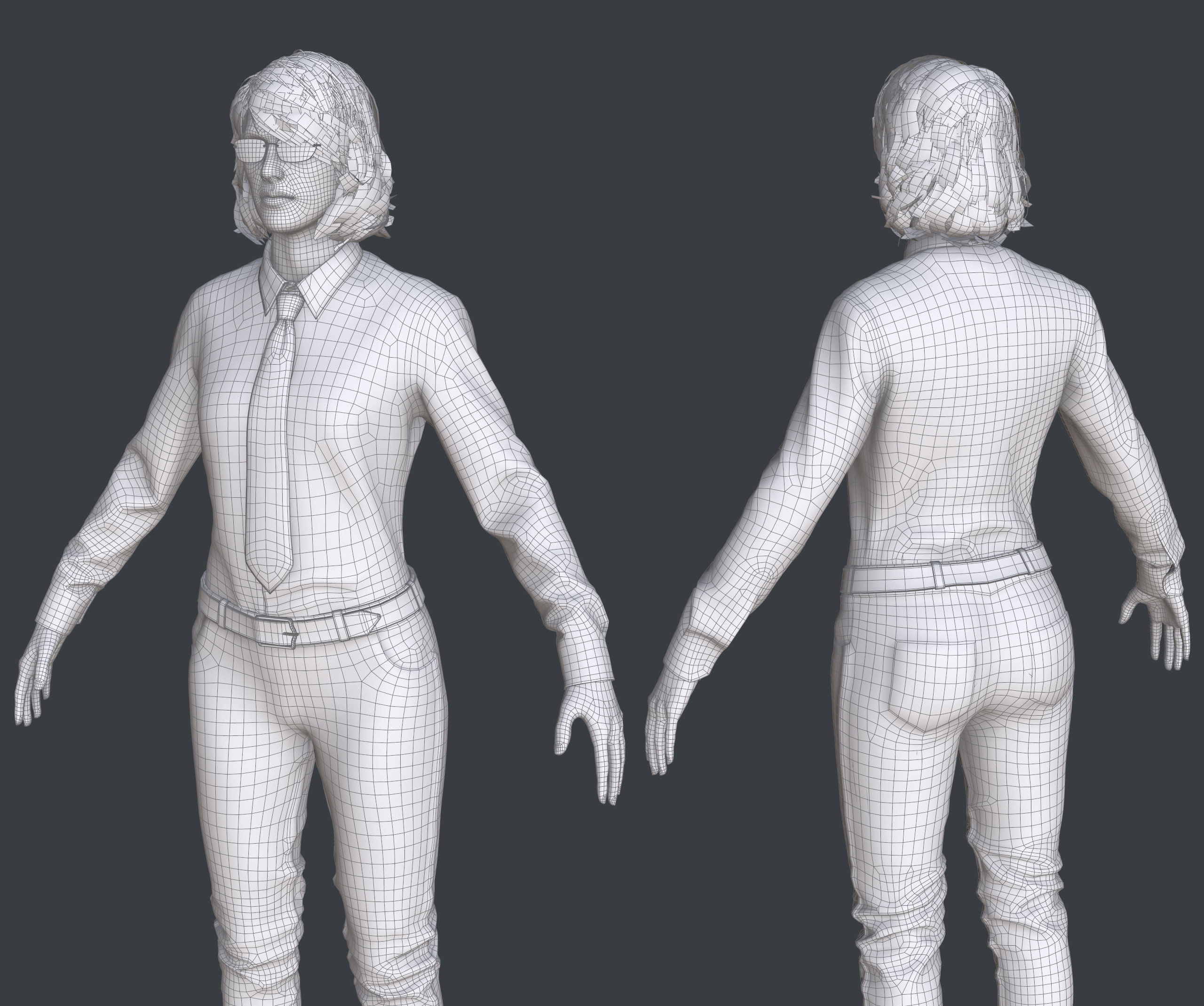 Female 1 - clothing 1 - Full Pack Low-poly 3D model_12